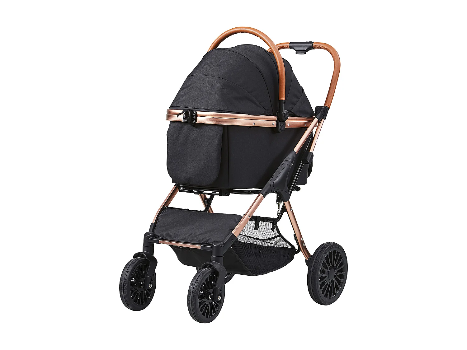 Hundewagen SucceBuy, 4 Räder mit Bremsen, Traglast 30 kg, Oxford-Gewebe 800D, für Hunde Kleine/Mittlere Größe, Schwarz