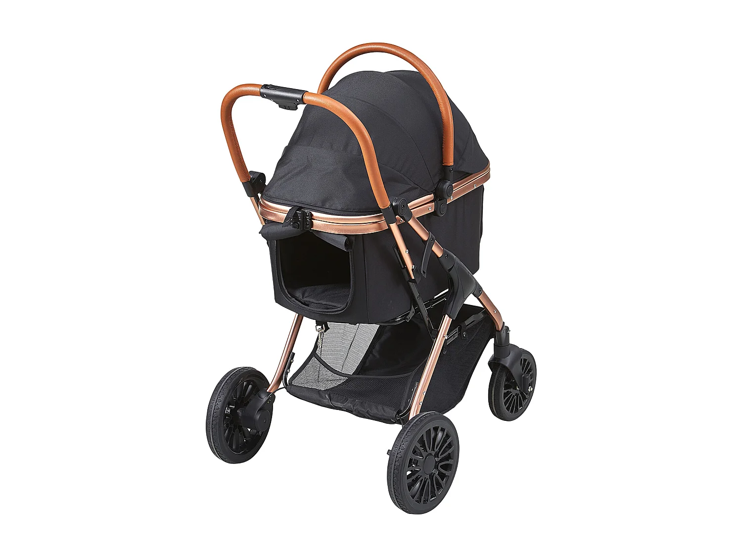 Hundewagen SucceBuy, 4 Räder mit Bremsen, Traglast 30 kg, Oxford-Gewebe 800D, für Hunde Kleine/Mittlere Größe, Schwarz