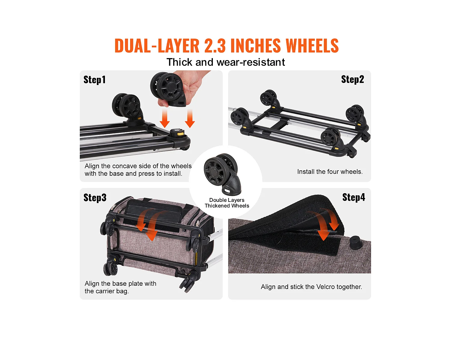 Sac de Transport pour Chat SucceBuy avec Roulettes, pour Animaux de Compagnie de Moins de 11.3 kg, 1 Bol Pliable Inclus, Gris