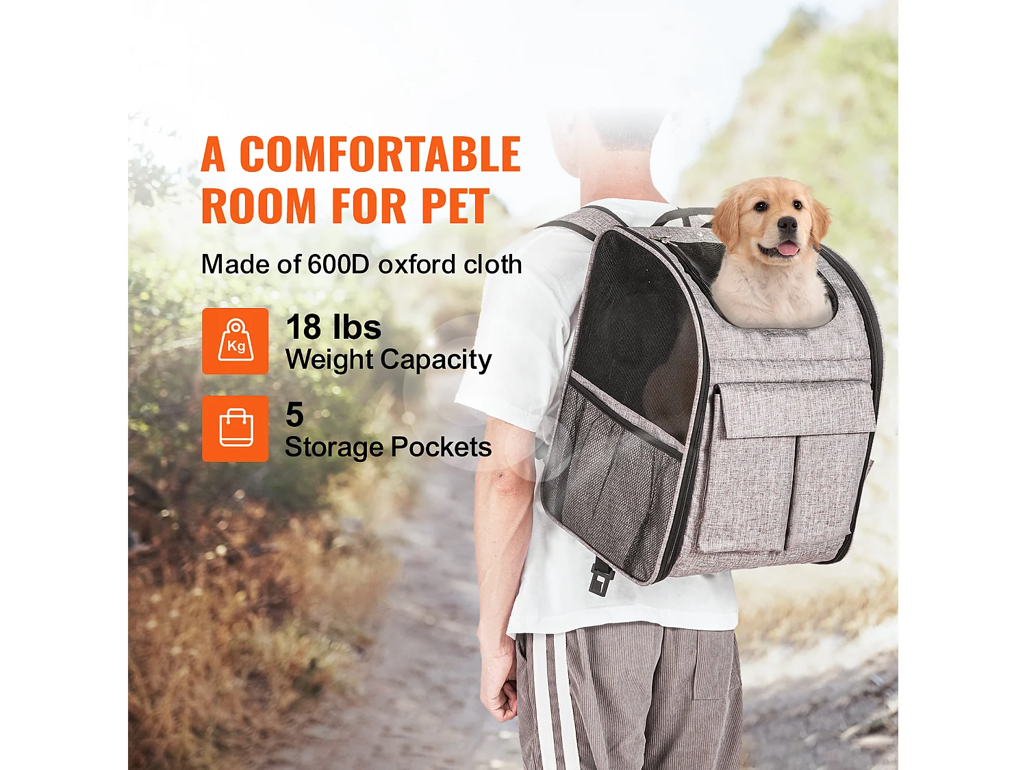 Trasportino per Gatti SucceBuy con Ruote,Trasportino per Animali Domestici con Ruote, 18 libbre, Grigio