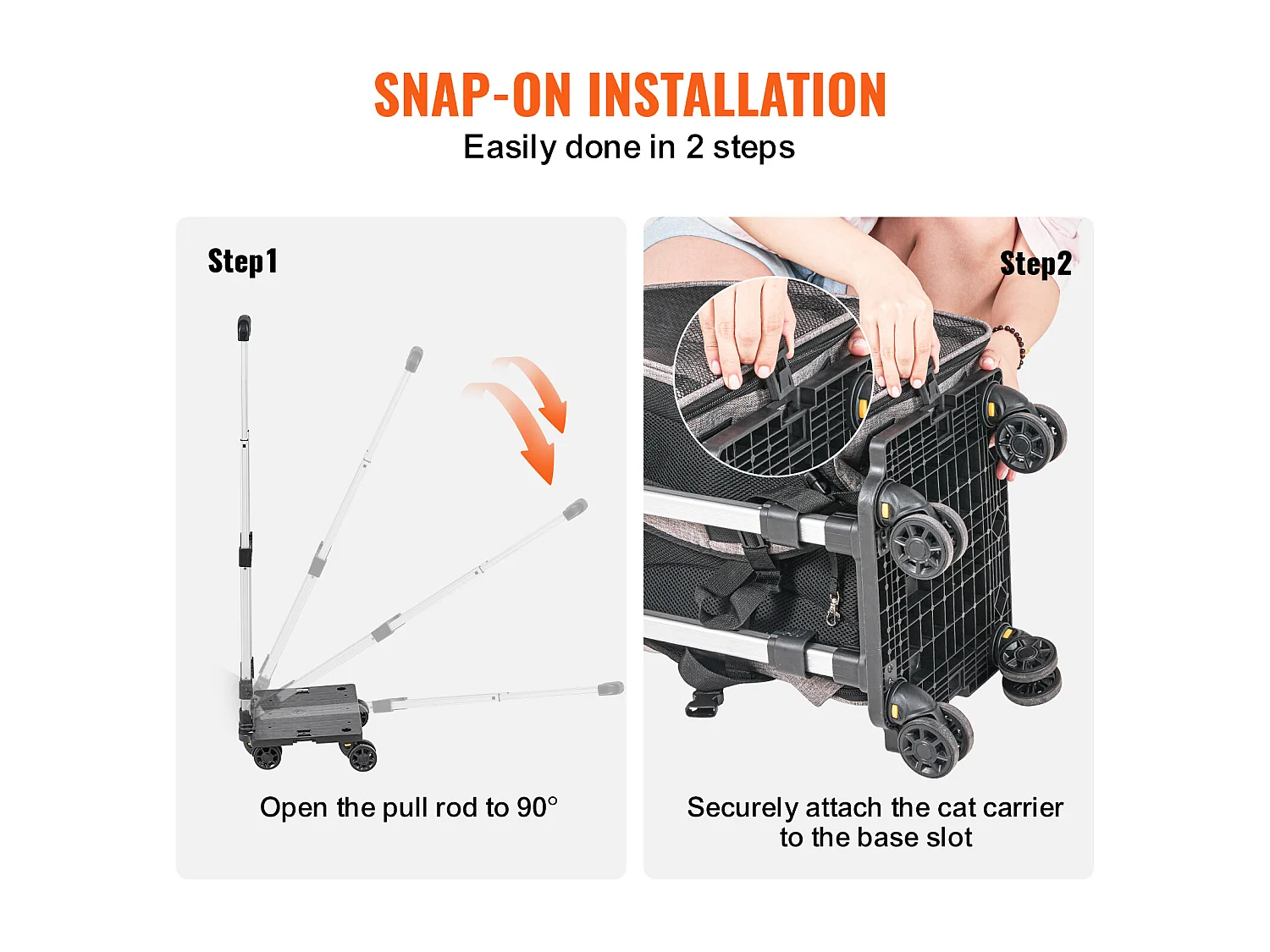 Trasportino per Gatti SucceBuy con Ruote,Trasportino per Animali Domestici con Ruote, 18 libbre, Grigio