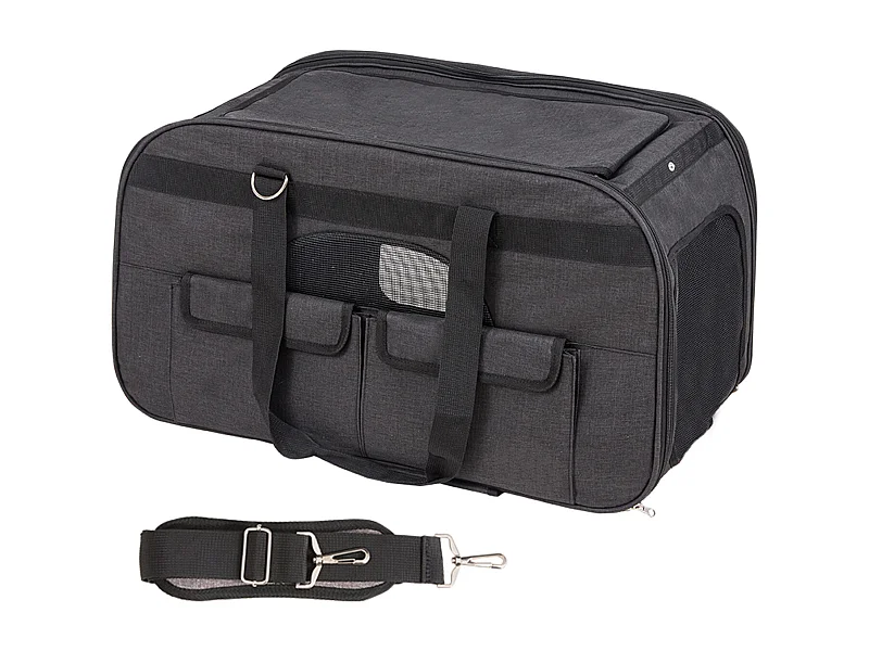 Katzentransportbox SucceBuy mit Rollen und Griff, 15,9 KG Tragkraft, Schwarz