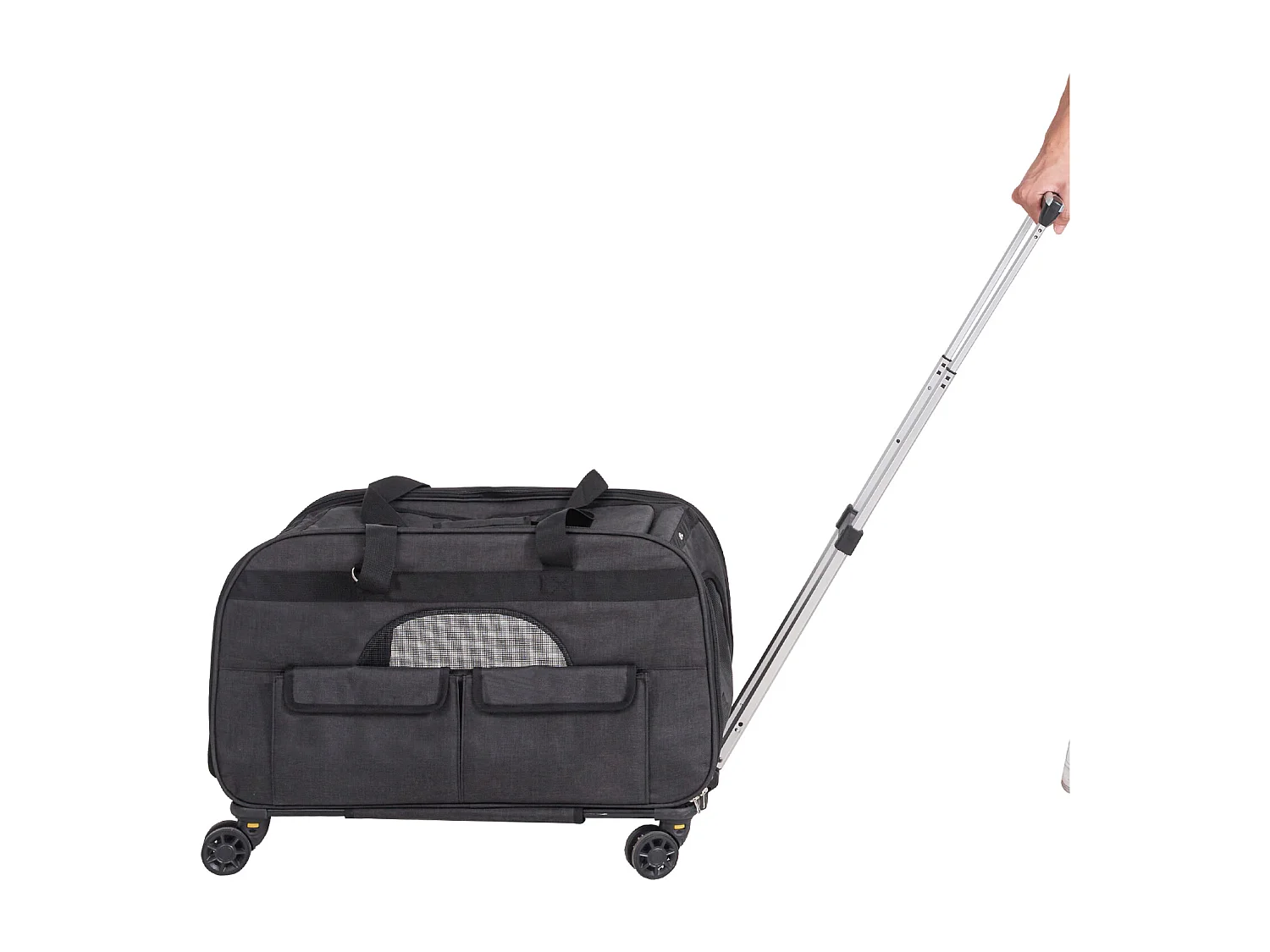 Sac de Transport pour Chat à Roulettes SucceBuy avec Poignée, Capacité de 15.87 kg, Noir