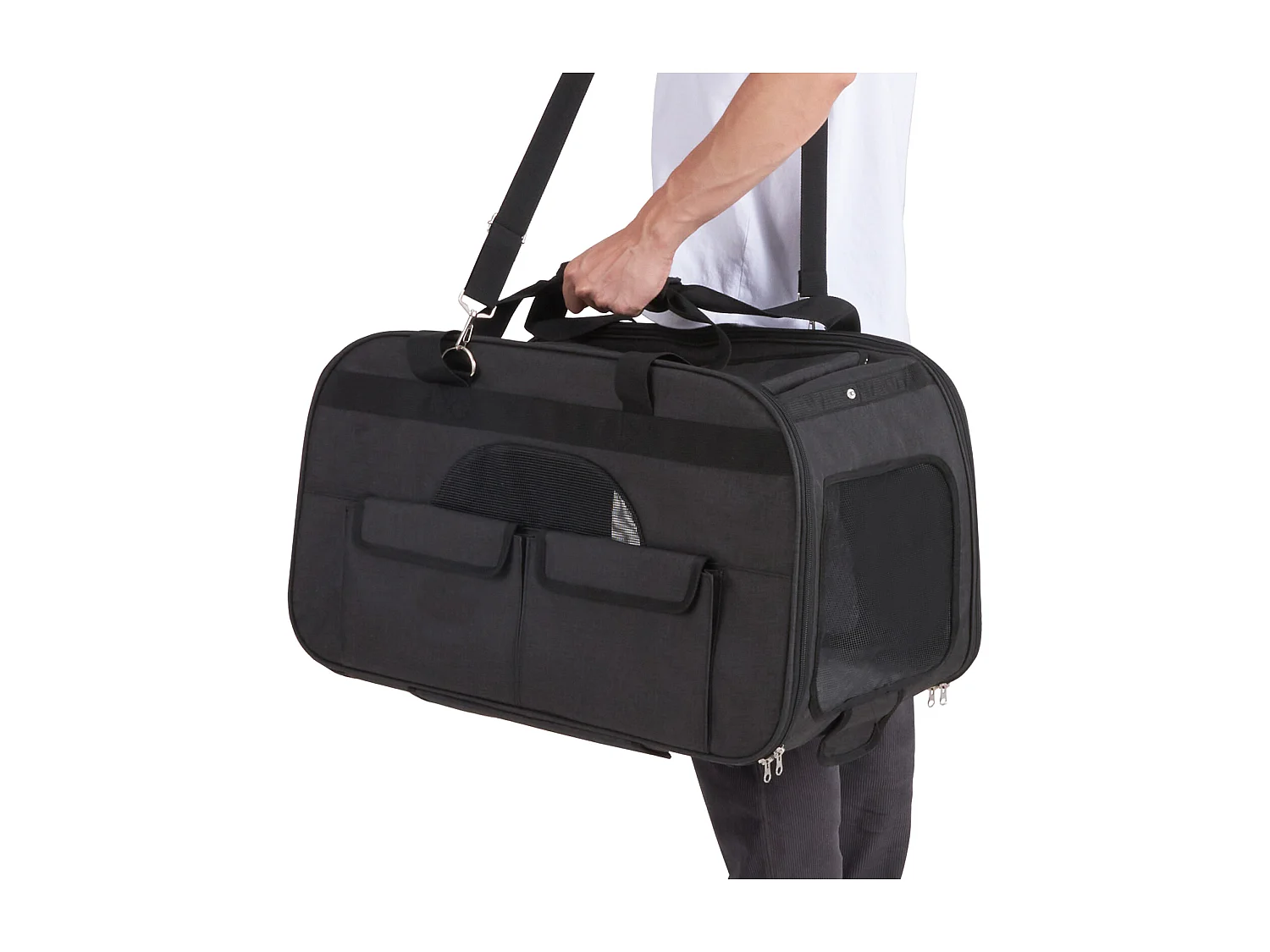 Sac de Transport pour Chat à Roulettes SucceBuy avec Poignée, Capacité de 15.87 kg, Noir