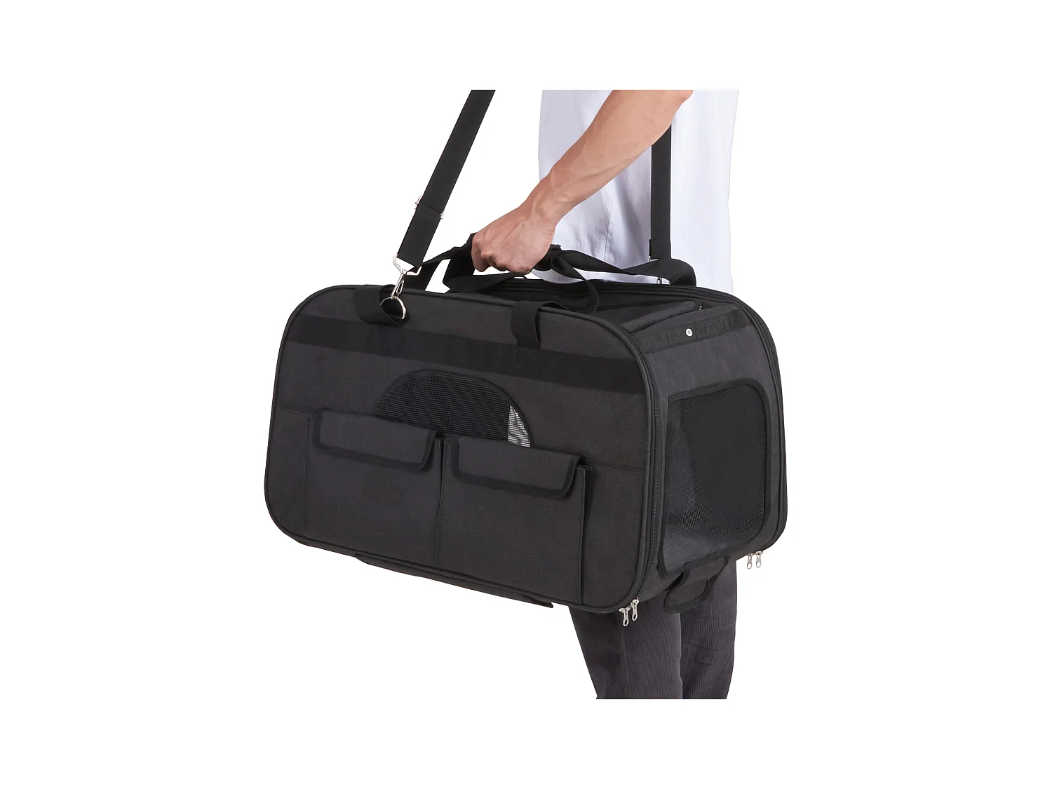 Sac de Transport pour Chat à Roulettes SucceBuy avec Poignée, Capacité de 15.87 kg, Noir