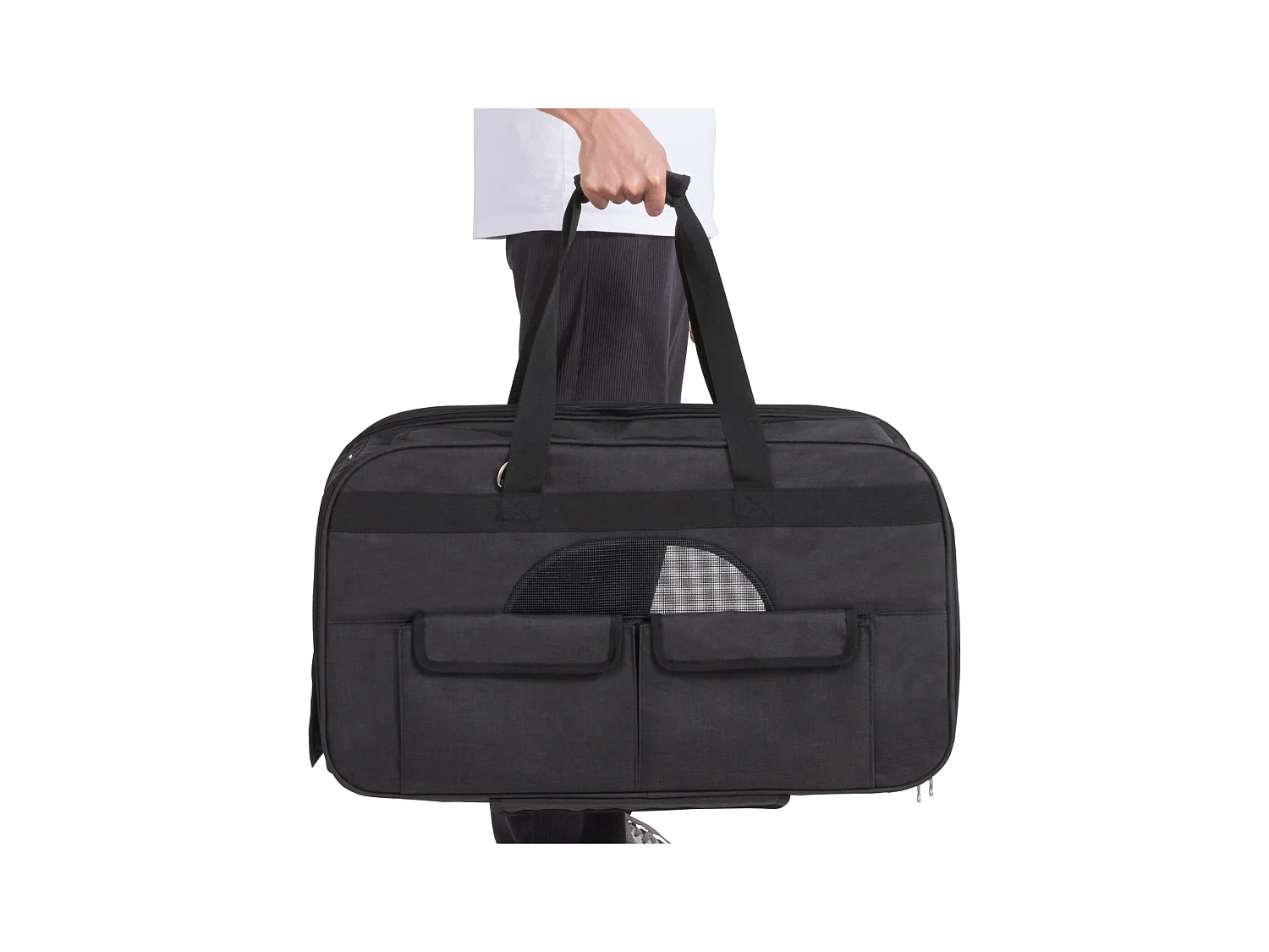 Sac de Transport pour Chat à Roulettes SucceBuy avec Poignée, Capacité de 15.87 kg, Noir