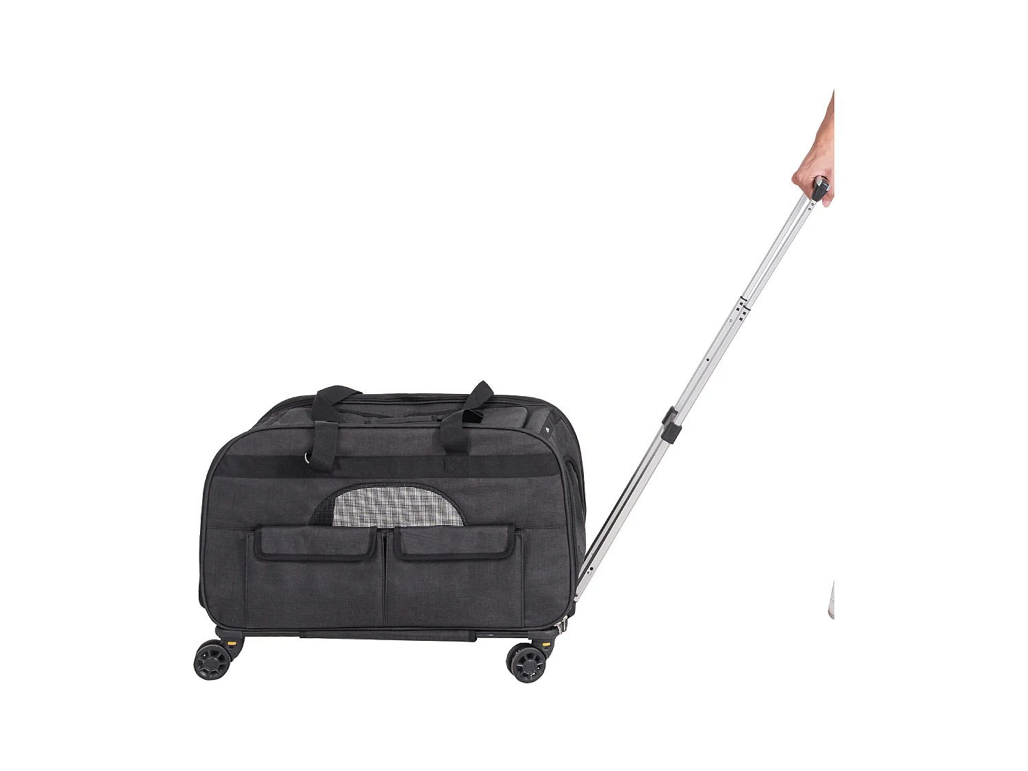 Sac de Transport pour Chat à Roulettes SucceBuy avec Poignée, Capacité de 15.87 kg, Noir