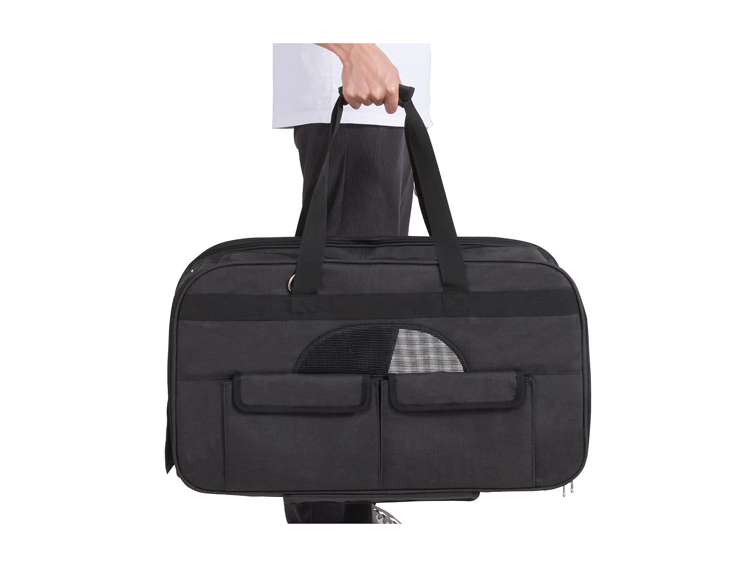 Sac de Transport pour Chat à Roulettes SucceBuy avec Poignée, Capacité de 15.87 kg, Noir