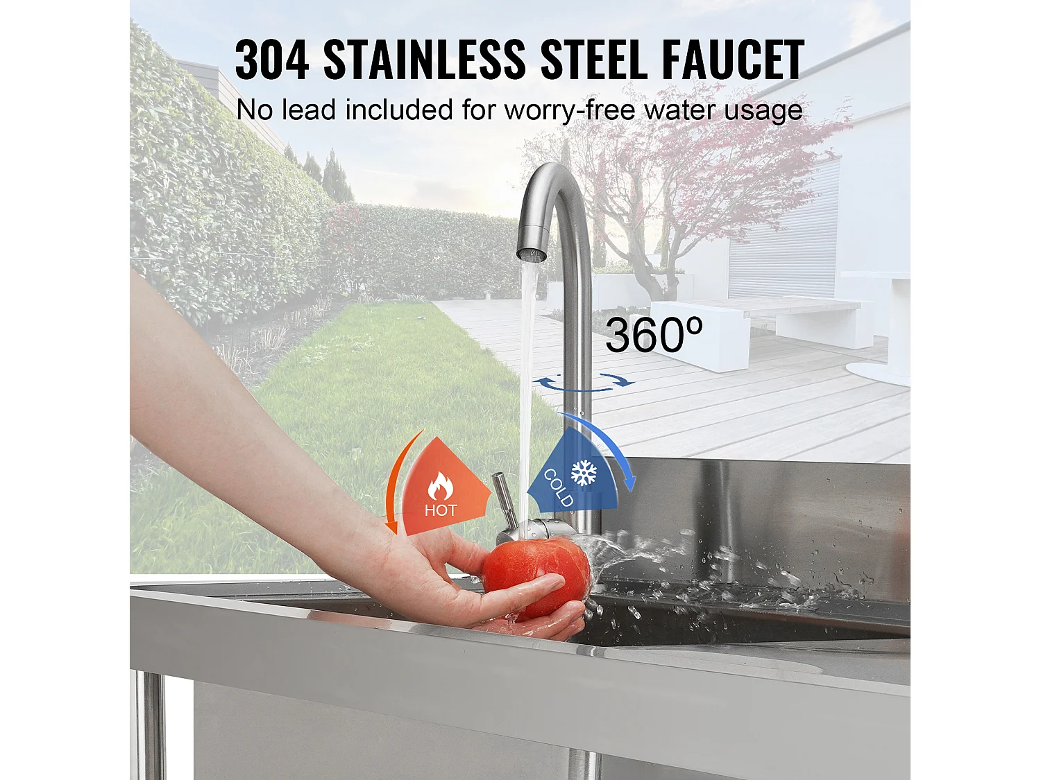 Fregadero Utile in Acciaio Inossidabile SucceBuy, 100x50x95 cm, per Garage, Ristorante, Lavanderia, Cucina