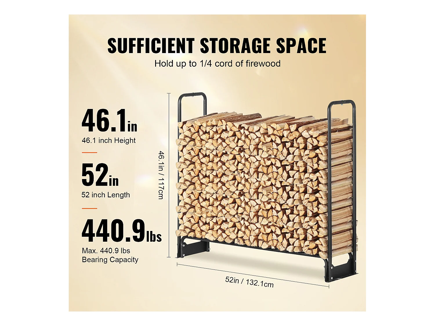 Portalegna da Esterno SucceBuy da 4,3 Piedi con Copertura, Portalegna, 52" x 14,2" x 46,1".