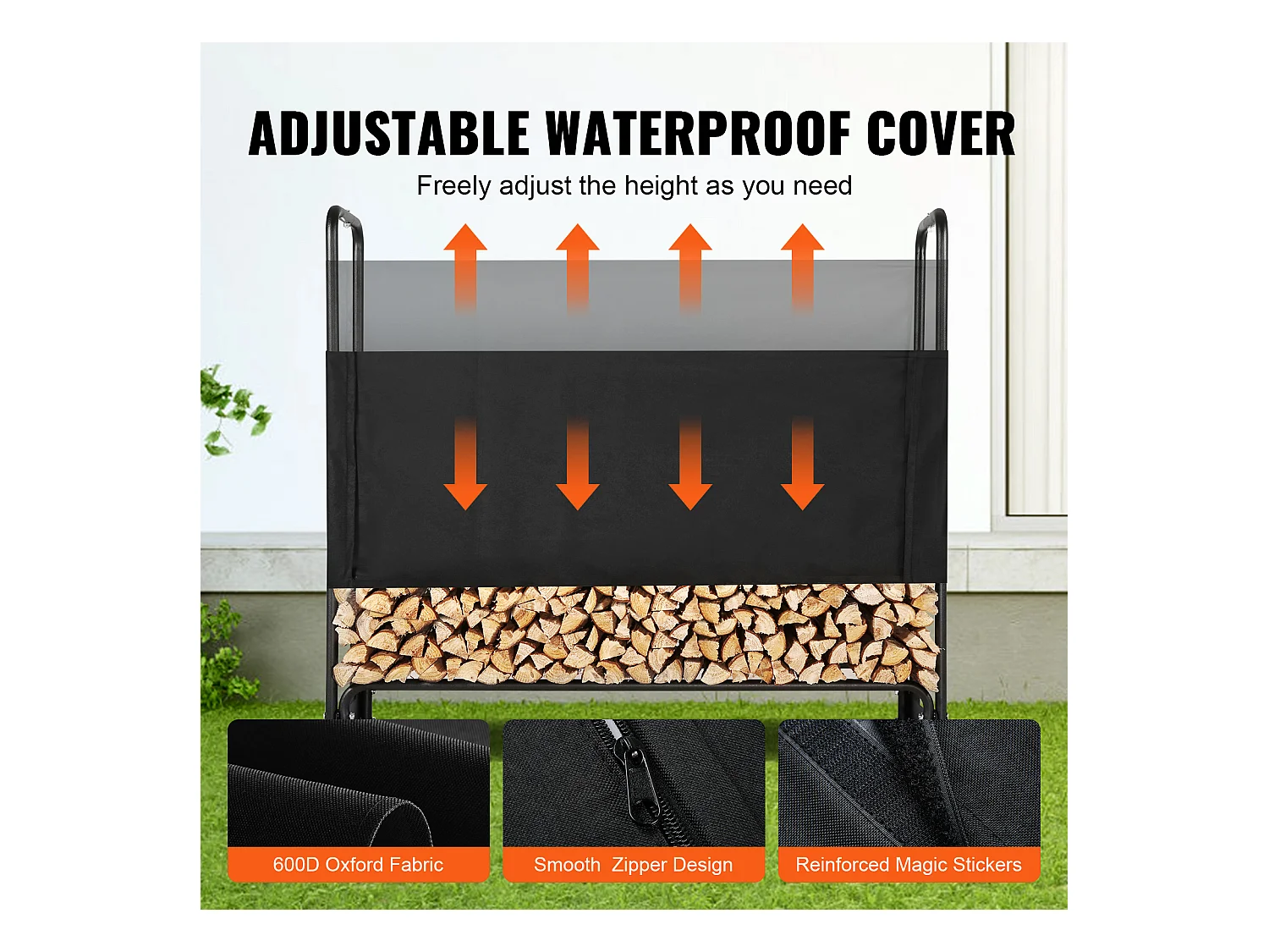 Portalegna da Esterno SucceBuy da 4,3 Piedi con Copertura, Portalegna, 52" x 14,2" x 46,1".