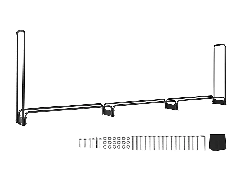 Support à Bois de Chauffage D'extérieur SucceBuy, 12.7 FT Firewood Holder 152 "x14.2 "x46.1" (Porte-bois de Chauffage Extérieur avec Couvercle)