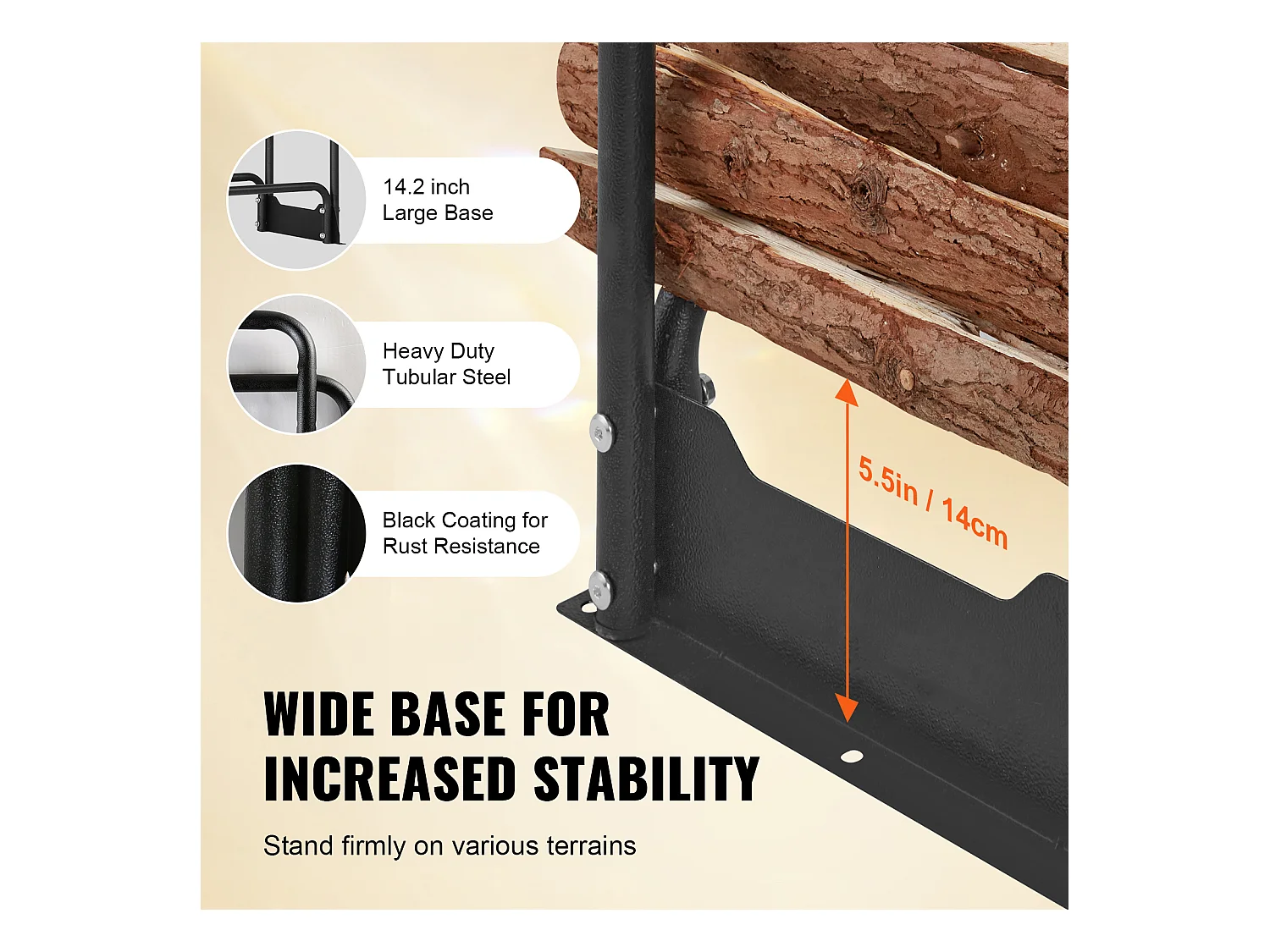 Support à Bois de Chauffage D'extérieur SucceBuy de 2,6 M (8,5 Pi), 2,5 M(102 Po) x 36,6 M (14,2 Po) x 117,5 Cm (46,1 Po), avec Couvercle et Support Robuste.