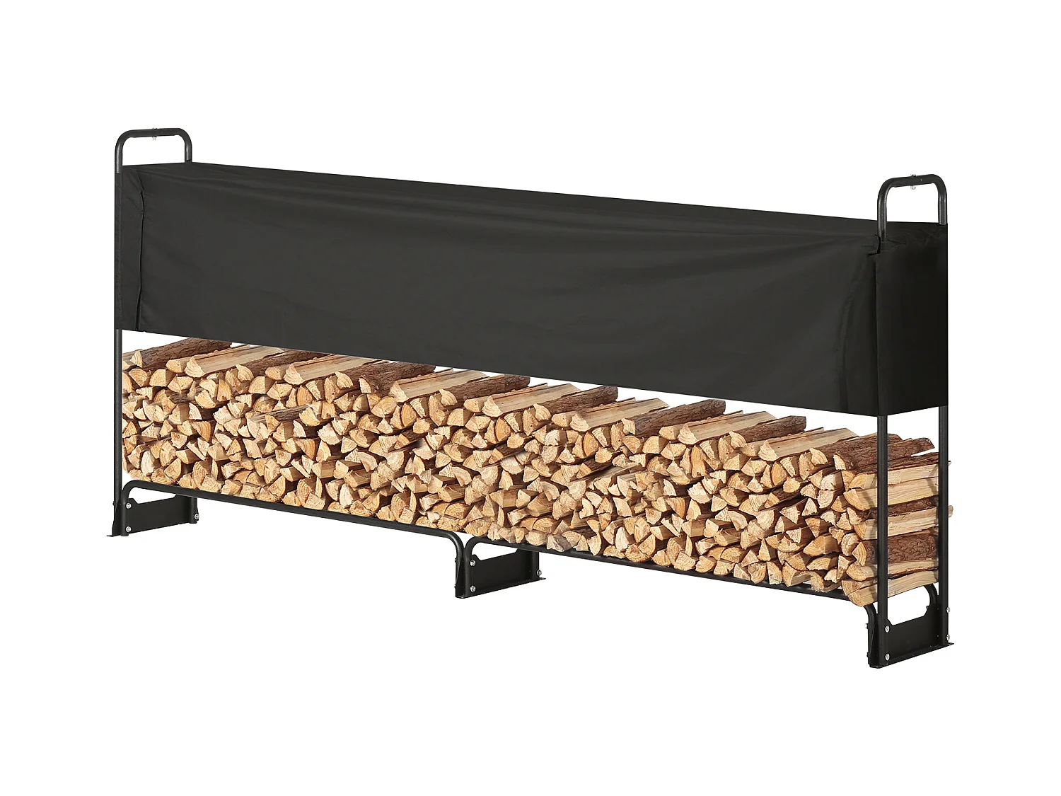 Support à Bois de Chauffage D'extérieur SucceBuy de 2,6 M (8,5 Pi), 2,5 M(102 Po) x 36,6 M (14,2 Po) x 117,5 Cm (46,1 Po), avec Couvercle et Support Robuste.