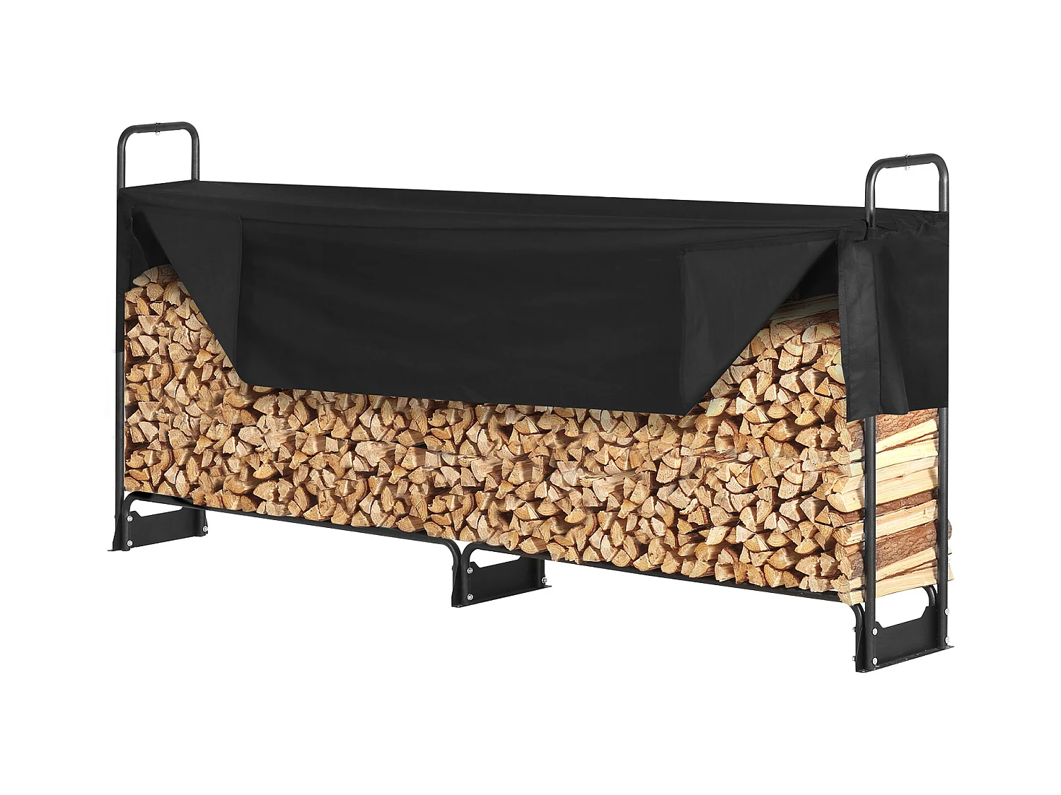 Support à Bois de Chauffage D'extérieur SucceBuy de 2,6 M (8,5 Pi), 2,5 M(102 Po) x 36,6 M (14,2 Po) x 117,5 Cm (46,1 Po), avec Couvercle et Support Robuste.