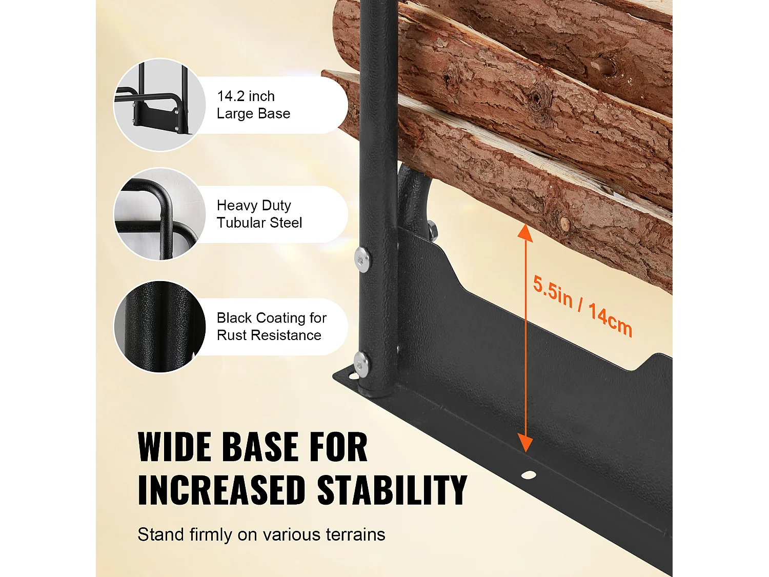 Support à Bois de Chauffage D'extérieur SucceBuy de 2,6 M (8,5 Pi), 2,5 M(102 Po) x 36,6 M (14,2 Po) x 117,5 Cm (46,1 Po), avec Couvercle et Support Robuste.
