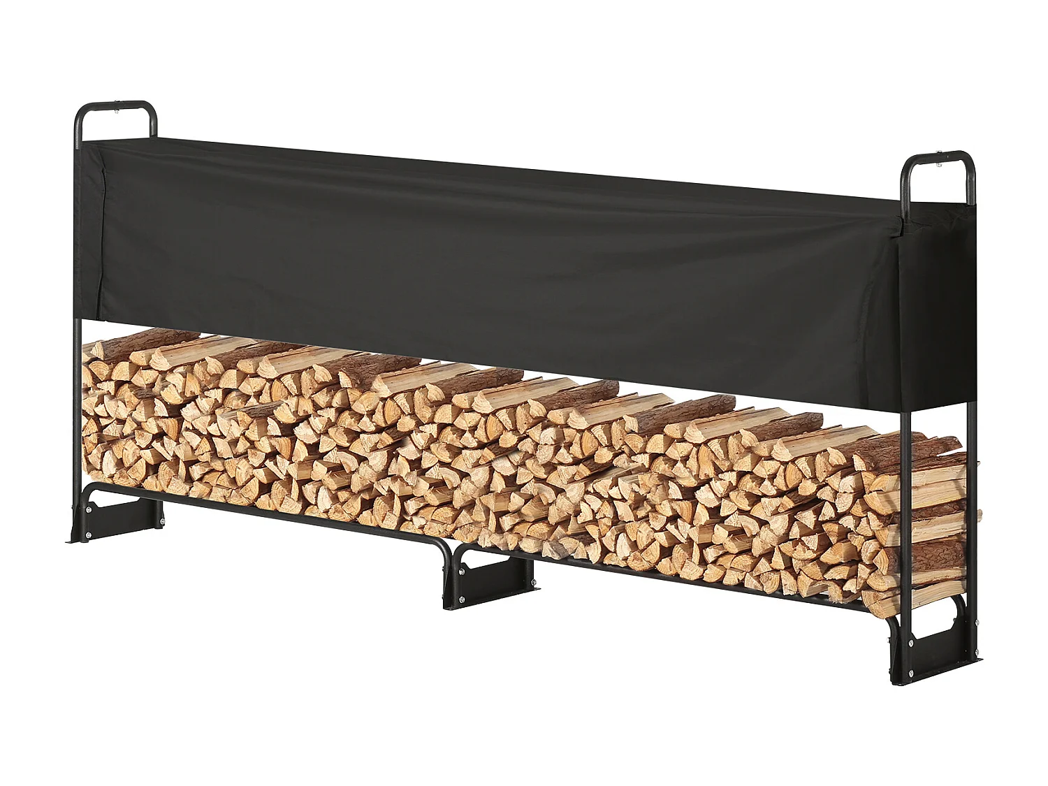 Support à Bois de Chauffage D'extérieur SucceBuy de 2,6 M (8,5 Pi), 2,5 M(102 Po) x 36,6 M (14,2 Po) x 117,5 Cm (46,1 Po), avec Couvercle et Support Robuste.