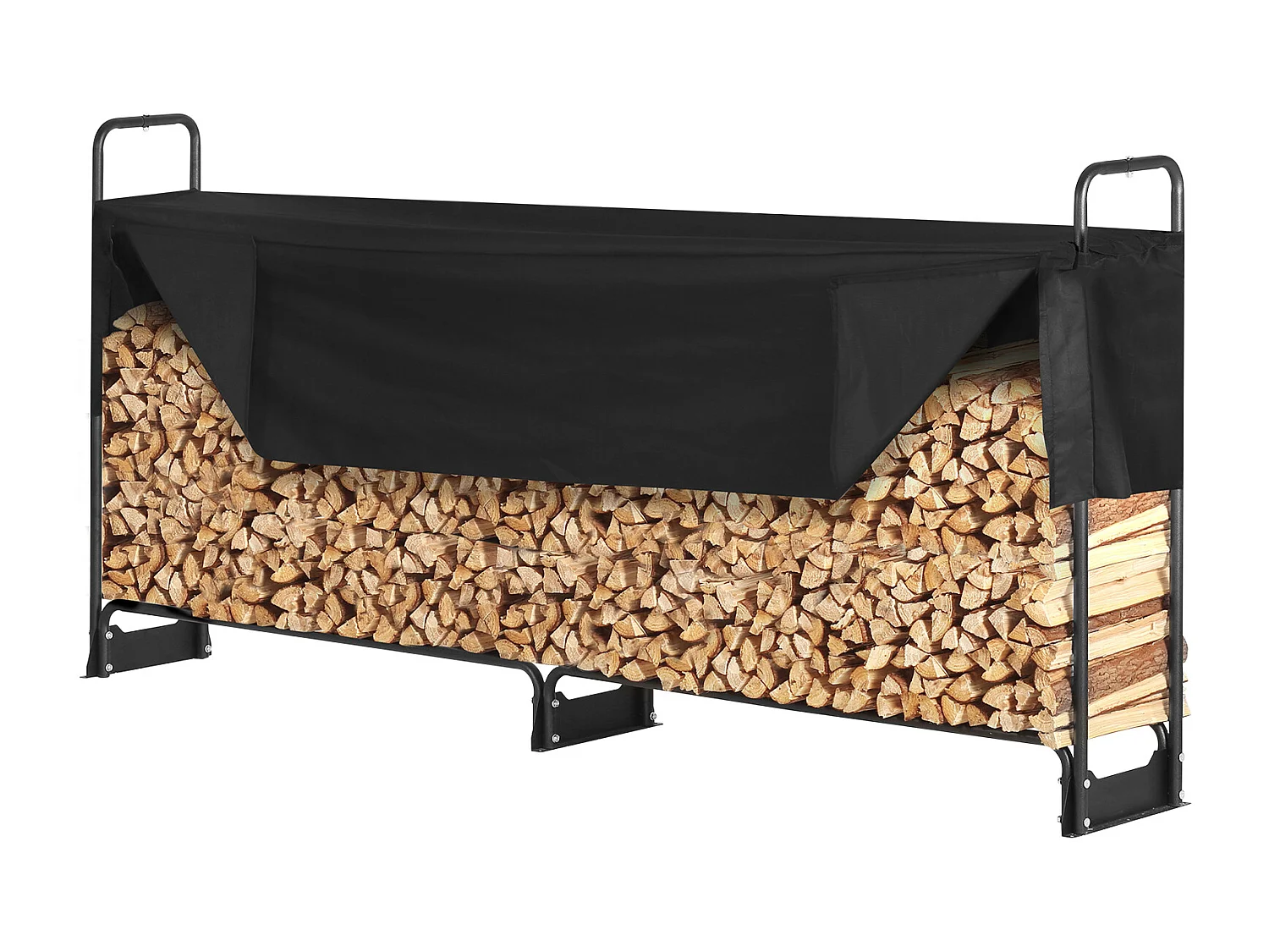 Support à Bois de Chauffage D'extérieur SucceBuy de 2,6 M (8,5 Pi), 2,5 M(102 Po) x 36,6 M (14,2 Po) x 117,5 Cm (46,1 Po), avec Couvercle et Support Robuste.