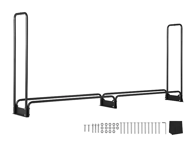 Support à Bois de Chauffage D'extérieur SucceBuy de 2,6 M (8,5 Pi), 2,5 M(102 Po) x 36,6 M (14,2 Po) x 117,5 Cm (46,1 Po), avec Couvercle et Support Robuste.