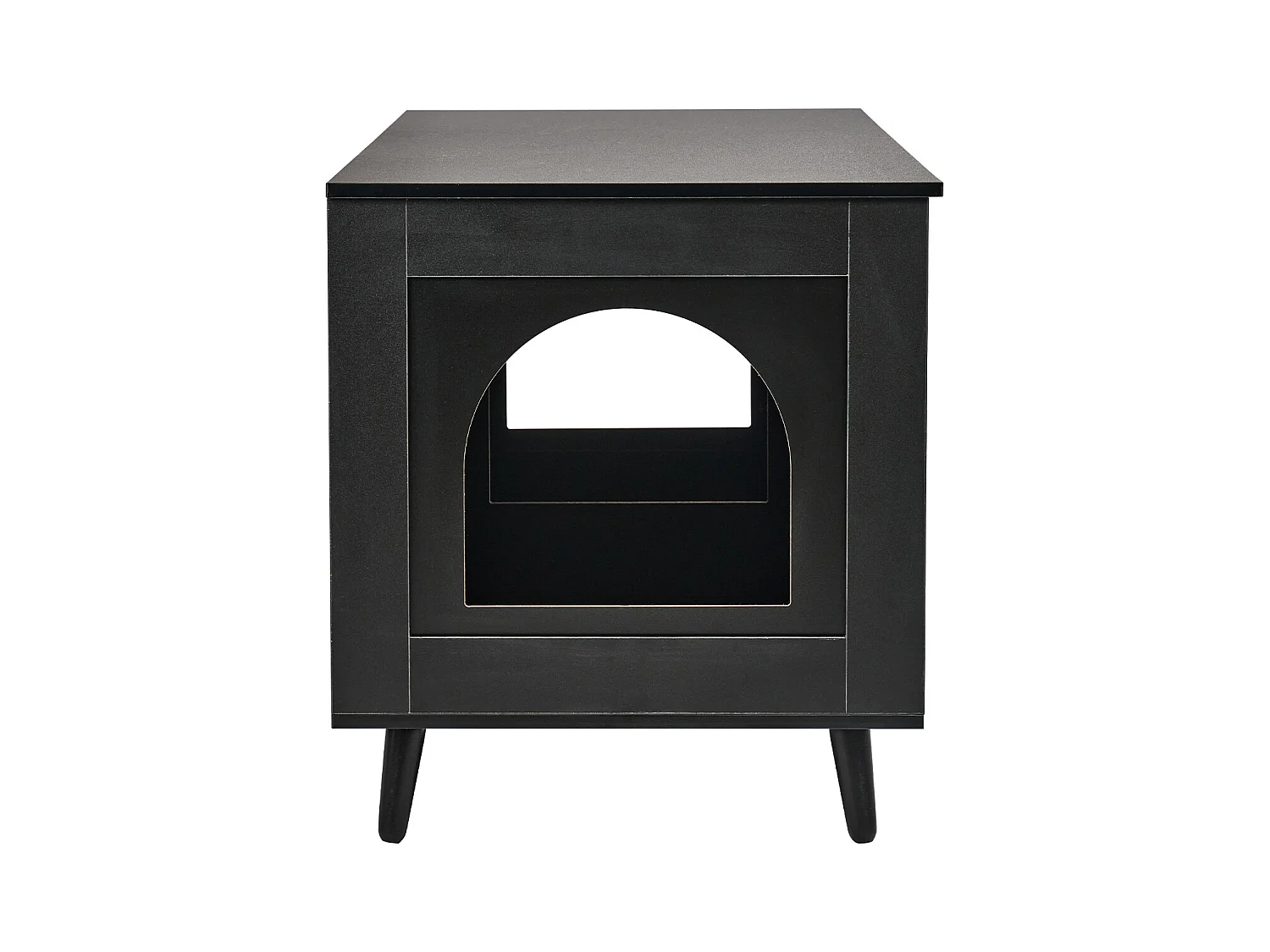 Bac à Litière pour Chat SucceBuy, Meuble Caché en Bois Avec 2 Pièces, Noir