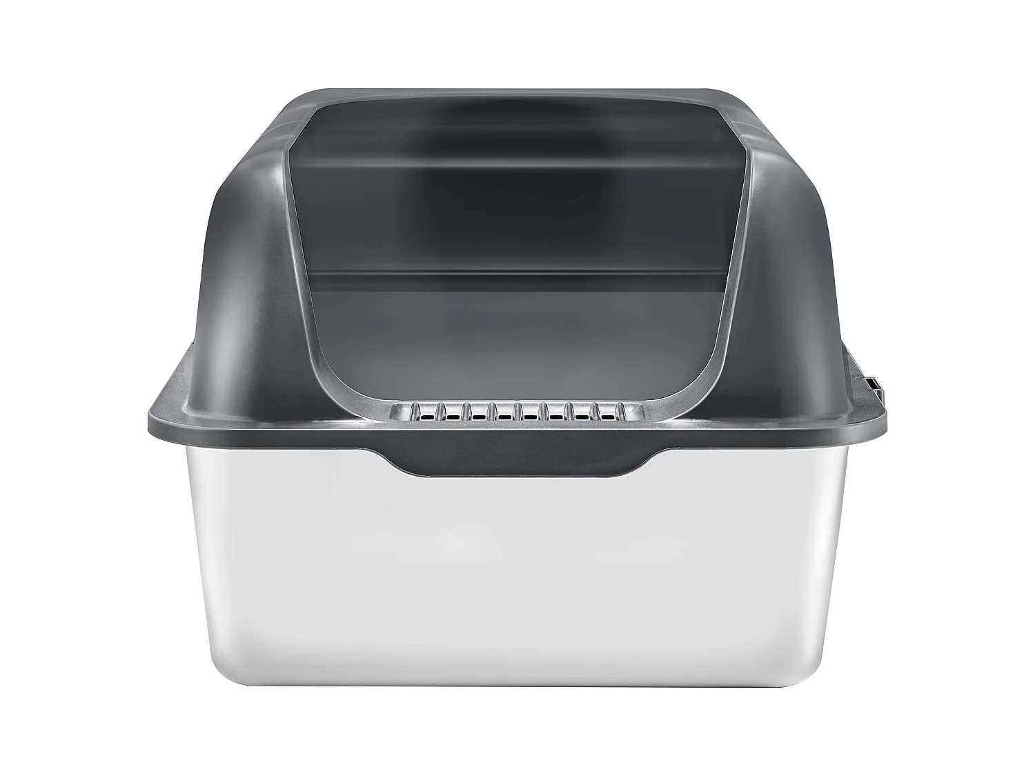 Toilette pour Chat, SucceBuy Bac à Litière pour Chat en Acier Inoxydable de 15.24 cm de Profondeur avec Marchepied Filtrant