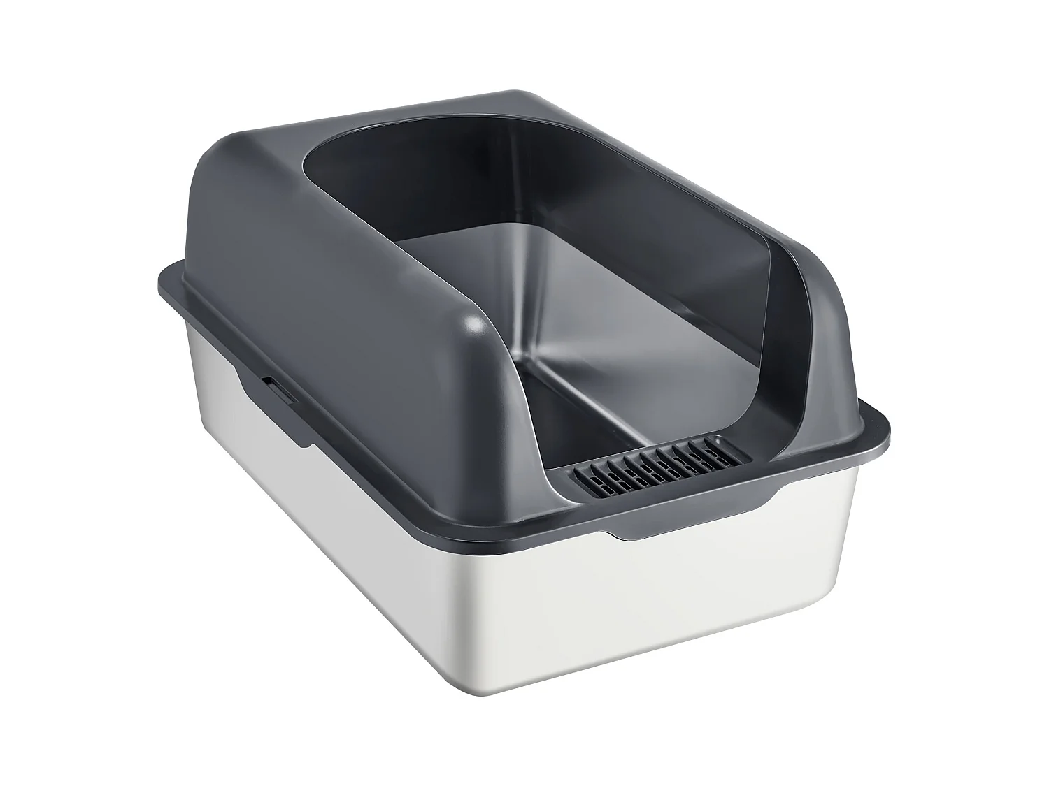 Toilette pour Chat, SucceBuy Bac à Litière pour Chat en Acier Inoxydable de 15.24 cm de Profondeur avec Marchepied Filtrant