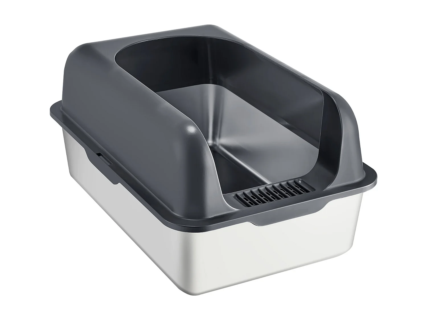 Toilette pour Chat, SucceBuy Bac à Litière pour Chat en Acier Inoxydable de 15.24 cm de Profondeur avec Marchepied Filtrant