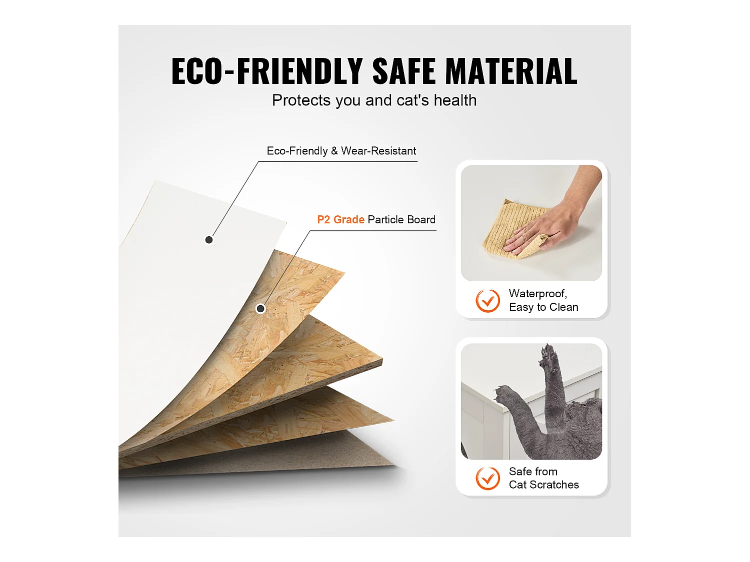 Bac à Litière SucceBuy pour Chat, Meuble Caché en Bois Avec 2 Pièces, Adapte à la Plupart des Bacs à Litière, Blanc