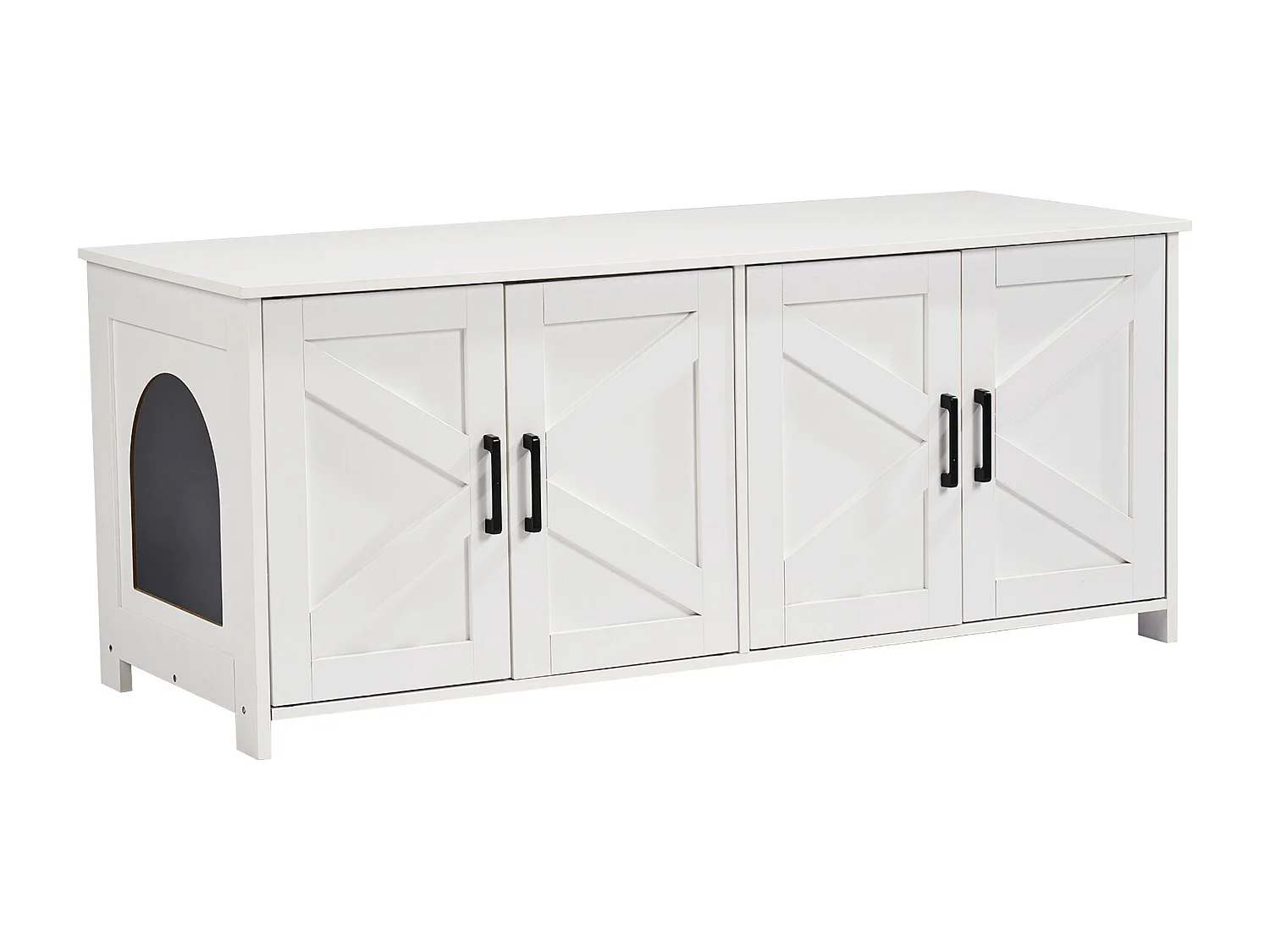 Bac à Litière SucceBuy pour Chat, Meuble Caché en Bois Avec 2 Pièces, Adapte à la Plupart des Bacs à Litière, Blanc