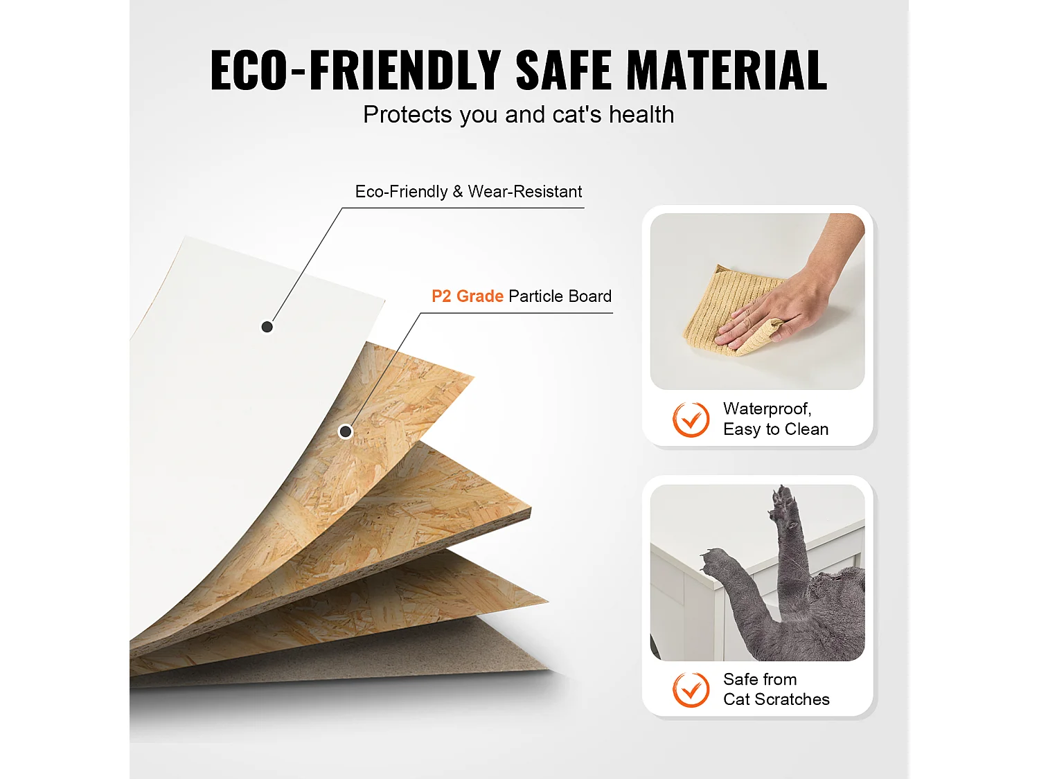 Bac à Litière SucceBuy pour Chat, Meuble Caché en Bois Avec 2 Pièces, Adapte à la Plupart des Bacs à Litière, Blanc