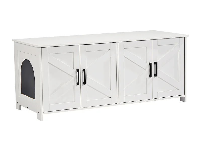 Katzentoilette SucceBuy, Versteckte Holzmöbel mit 2 Räumen, Weiß, Adapte à la Plupart des Bacs à Litière