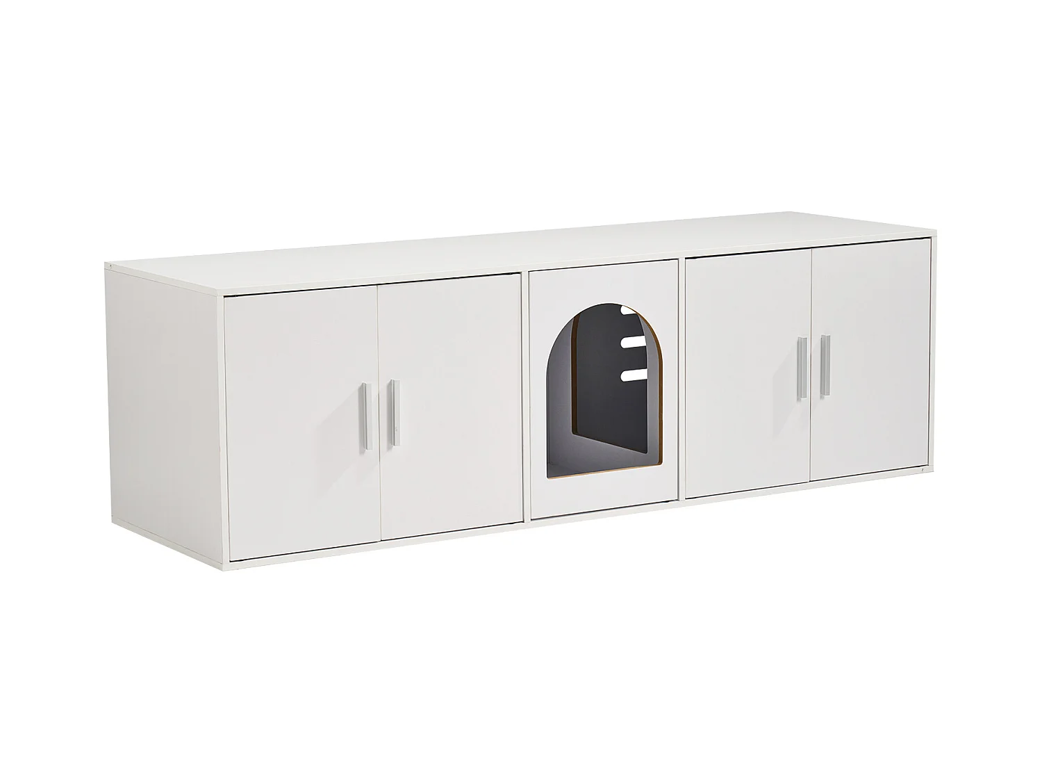 Toilette pour Chat SucceBuy , Meubles Cachés en Bois, 147cm, Blanc