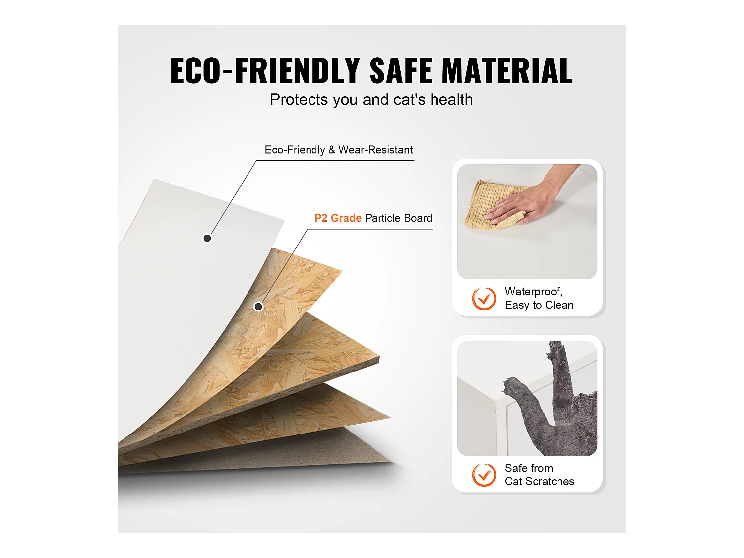 Toilette pour Chat SucceBuy , Meubles Cachés en Bois, 147cm, Blanc