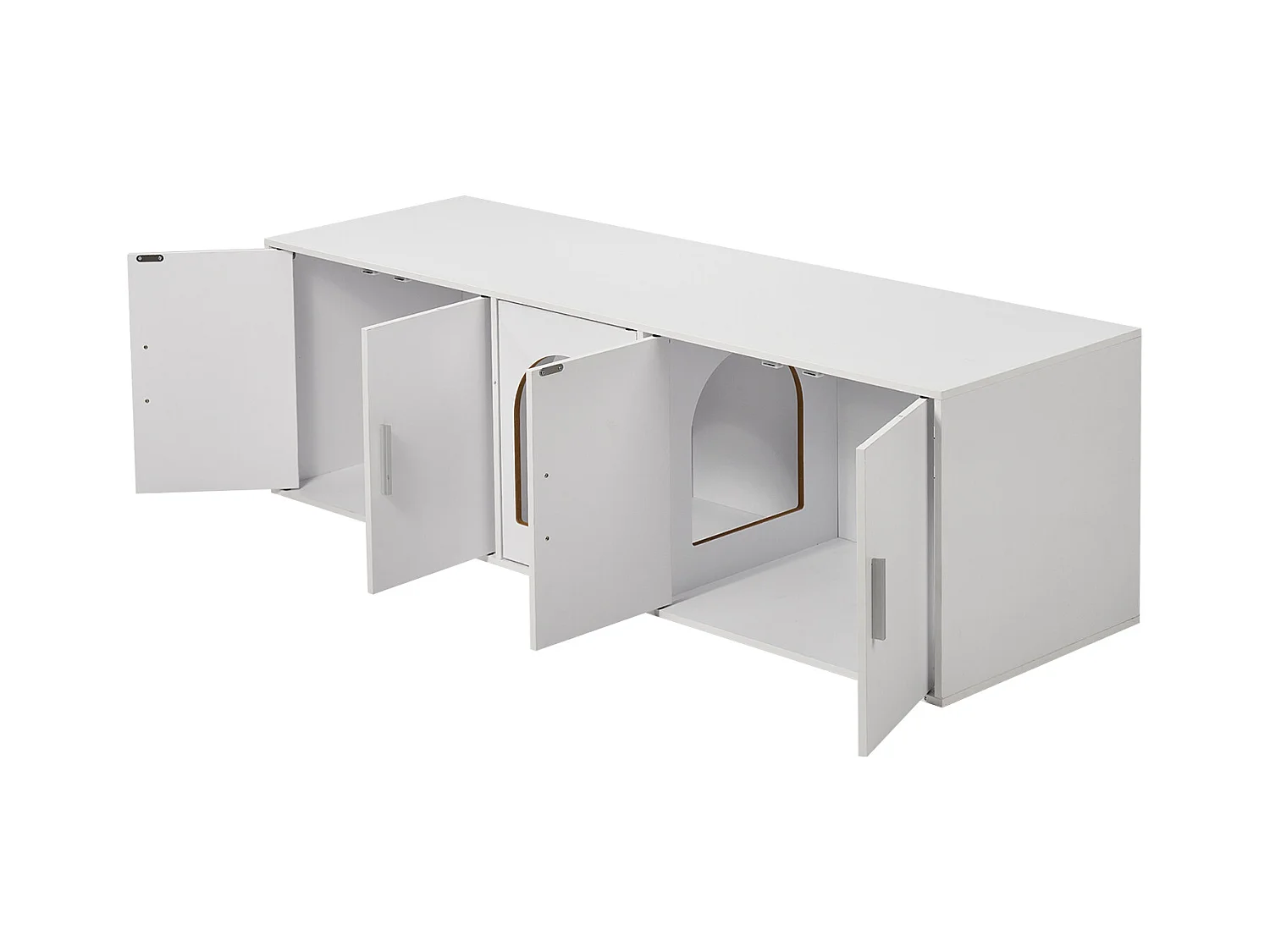 Toilette pour Chat SucceBuy , Meubles Cachés en Bois, 147cm, Blanc