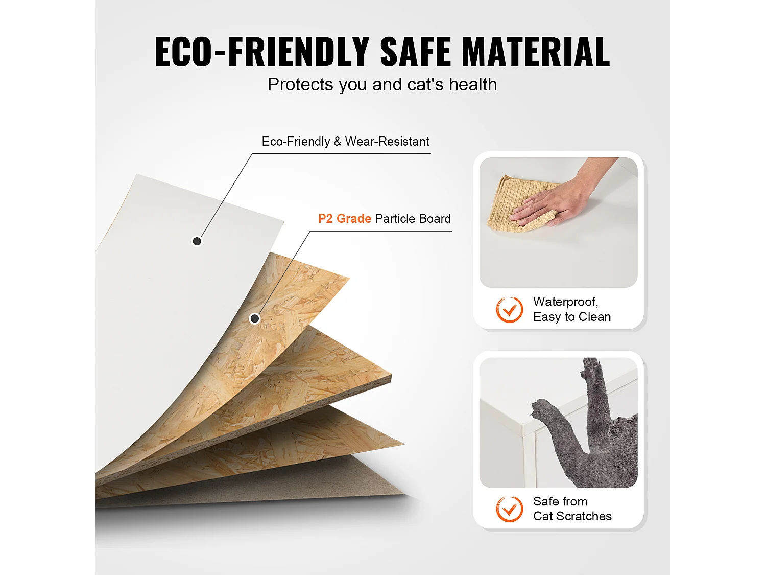 Toilette pour Chat SucceBuy , Meubles Cachés en Bois, 147cm, Blanc