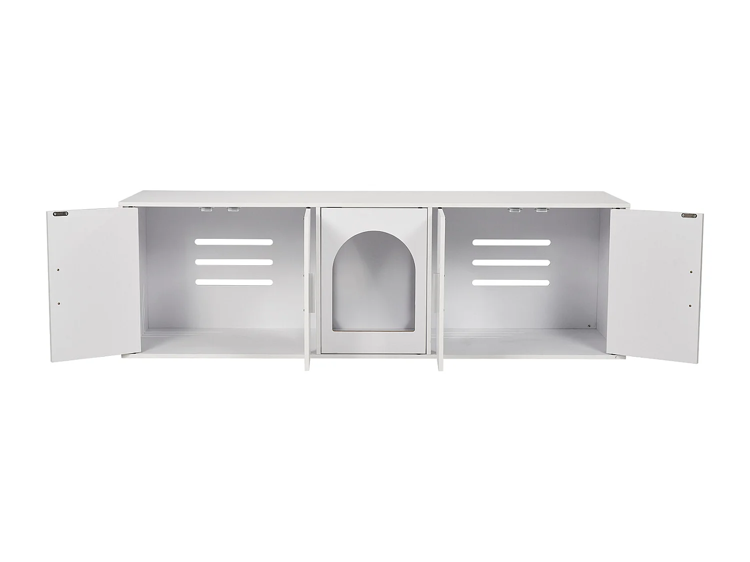 Toilette pour Chat SucceBuy , Meubles Cachés en Bois, 147cm, Blanc