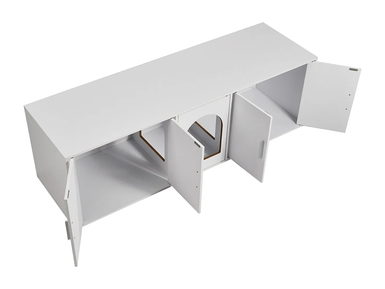 Toilette pour Chat SucceBuy , Meubles Cachés en Bois, 147cm, Blanc