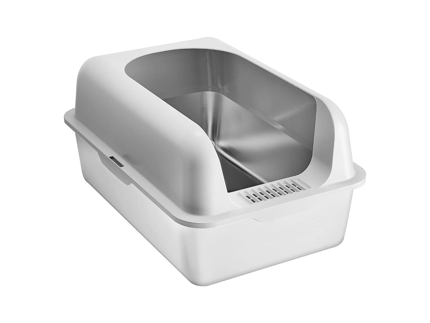 Toilette pour Chat, SucceBuy Bac à Litière pour Chat XL, 15.24 CM de Profondeur, Sans Odeur, en Acier Inoxydable avec Repose-pieds