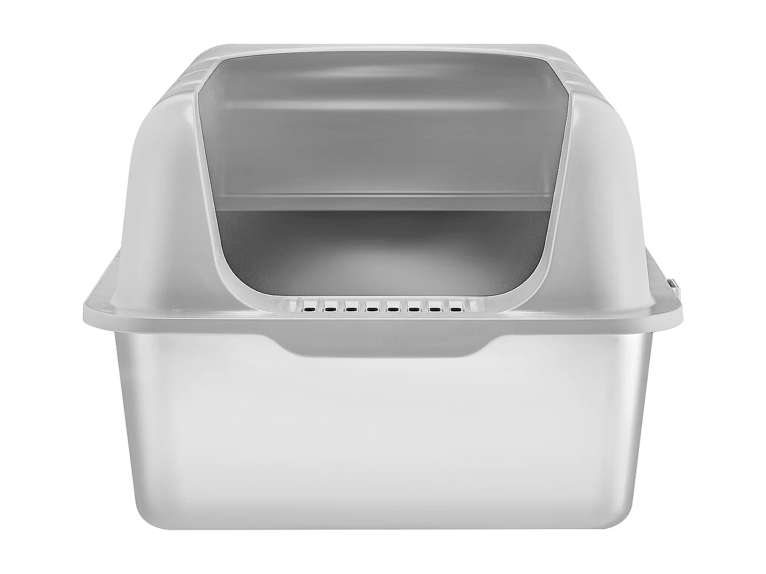 Toilette pour Chat, SucceBuy Bac à Litière pour Chat XL, 15.24 CM de Profondeur, Sans Odeur, en Acier Inoxydable avec Repose-pieds