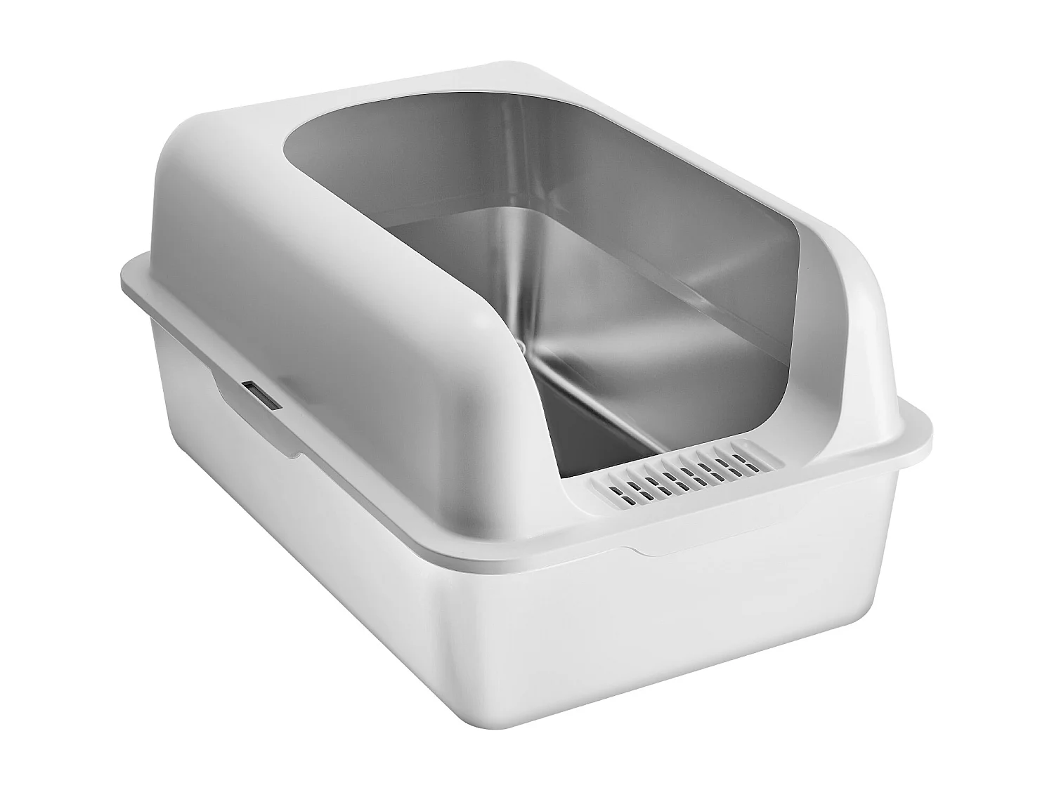 Toilette pour Chat, SucceBuy Bac à Litière pour Chat XL, 15.24 CM de Profondeur, Sans Odeur, en Acier Inoxydable avec Repose-pieds