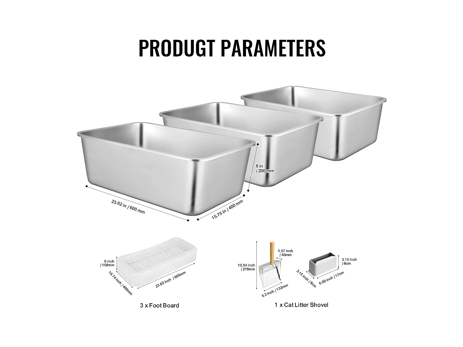 Toilette pour Chat, SucceBuy XL Bac à Litière pour Chat sans Odeur avec Pied Filtrant 20 cm de Profondeur