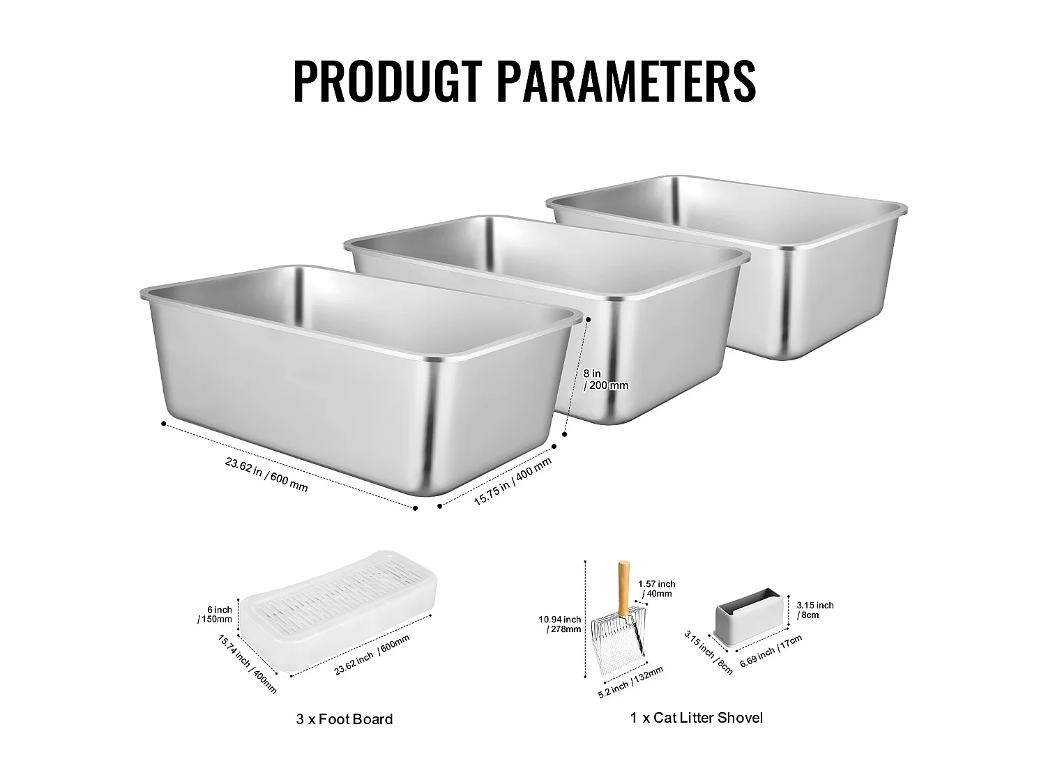 Toilette pour Chat, SucceBuy XL Bac à Litière pour Chat sans Odeur avec Pied Filtrant 20 cm de Profondeur