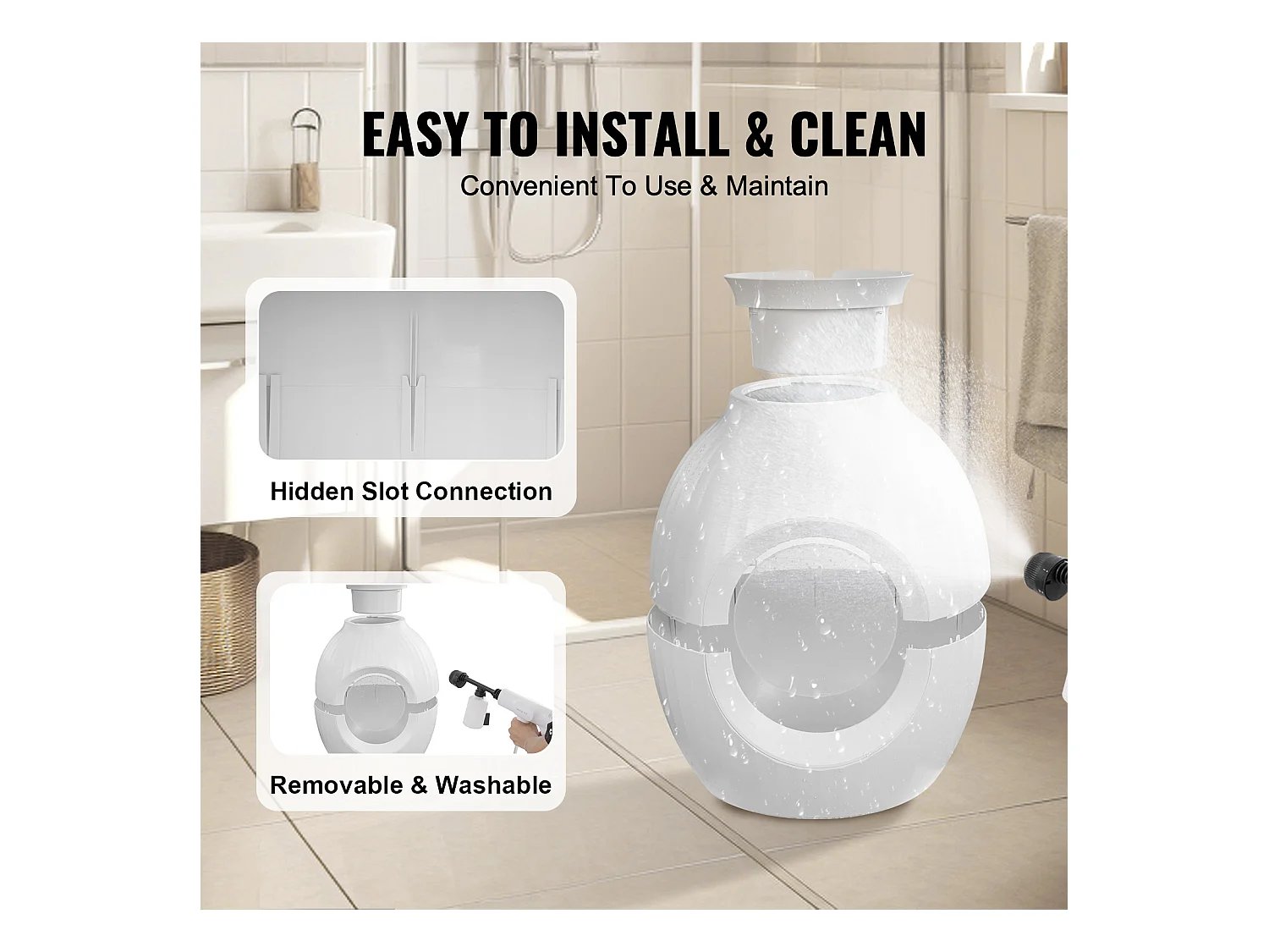 Bac à Litière, SucceBuy Bac à Litière pour Chat Plant - Contrôle Intelligent des Odeurs, Caché, Entrée de 24.1 cm, ABS, Décoratif pour la Maison