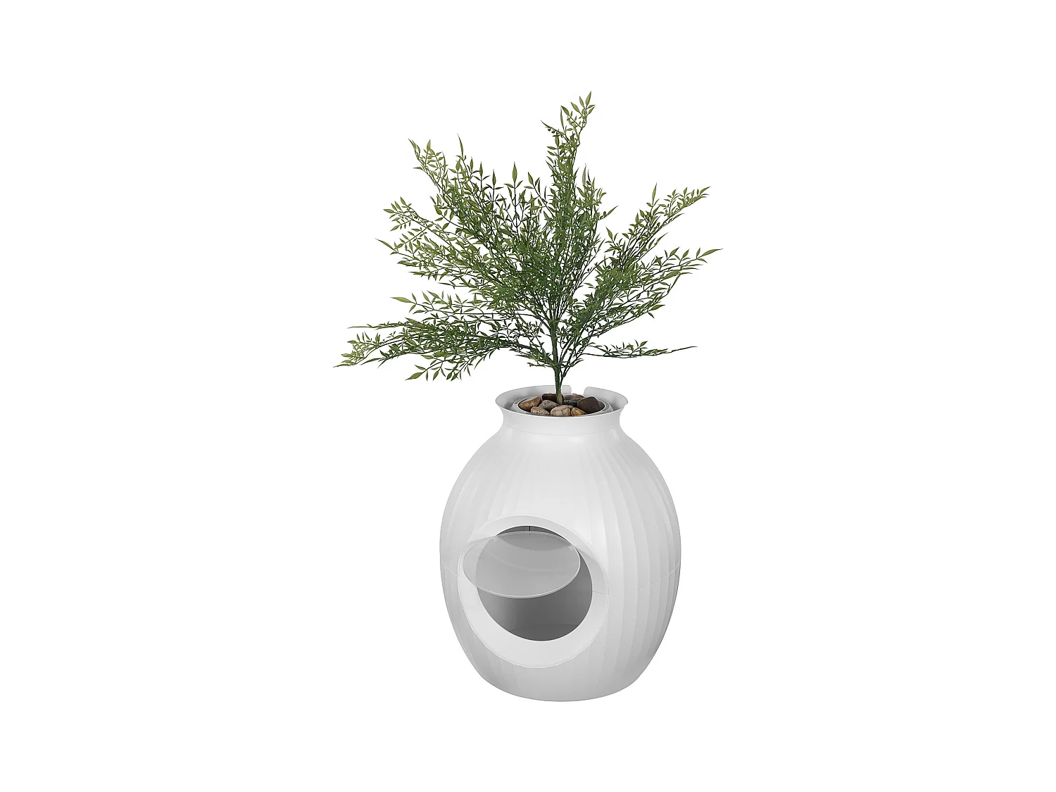 Bac à Litière, SucceBuy Bac à Litière pour Chat Plant - Contrôle Intelligent des Odeurs, Caché, Entrée de 24.1 cm, ABS, Décoratif pour la Maison