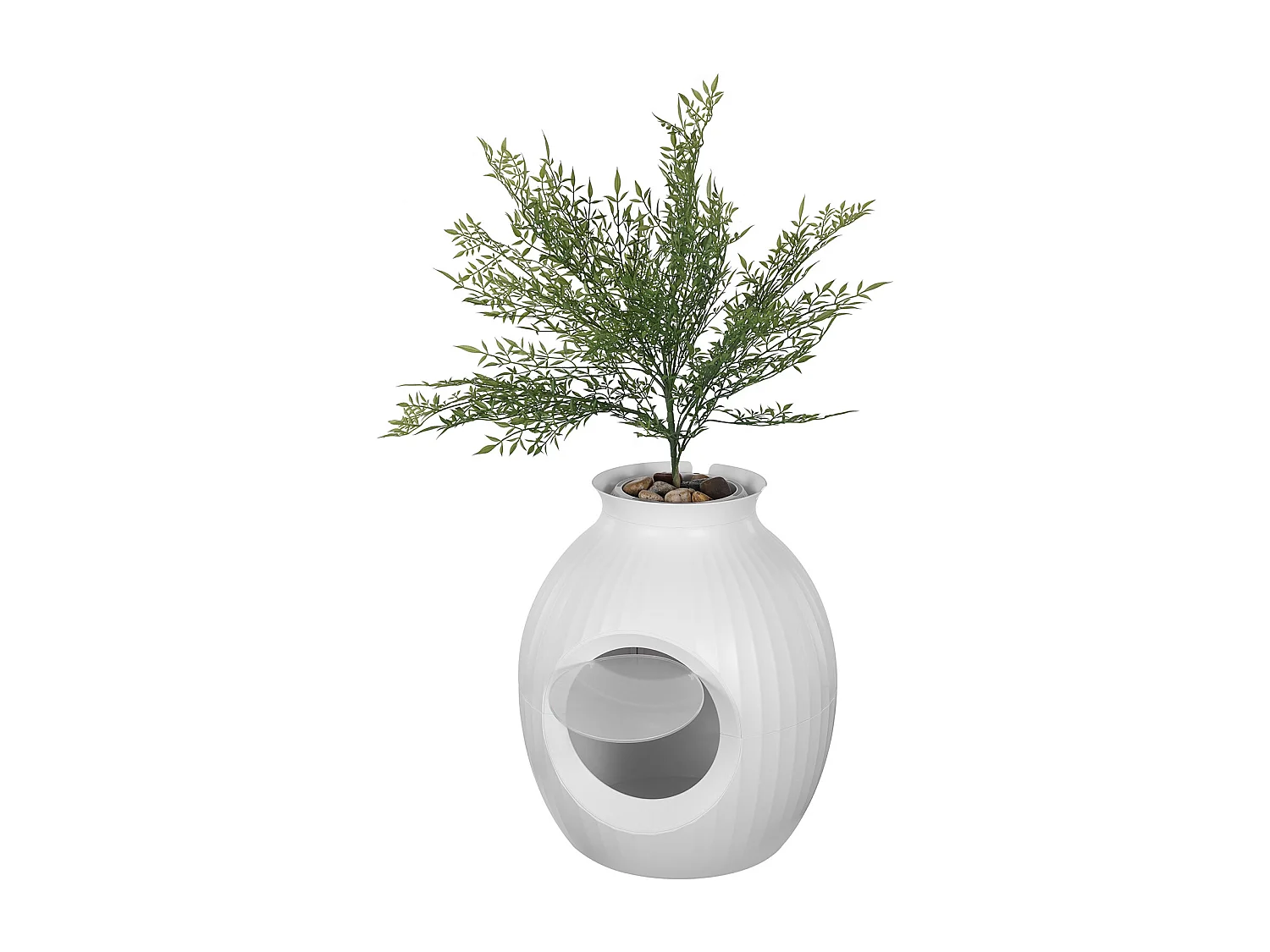 Bac à Litière, SucceBuy Bac à Litière pour Chat Plant - Contrôle Intelligent des Odeurs, Caché, Entrée de 24.1 cm, ABS, Décoratif pour la Maison