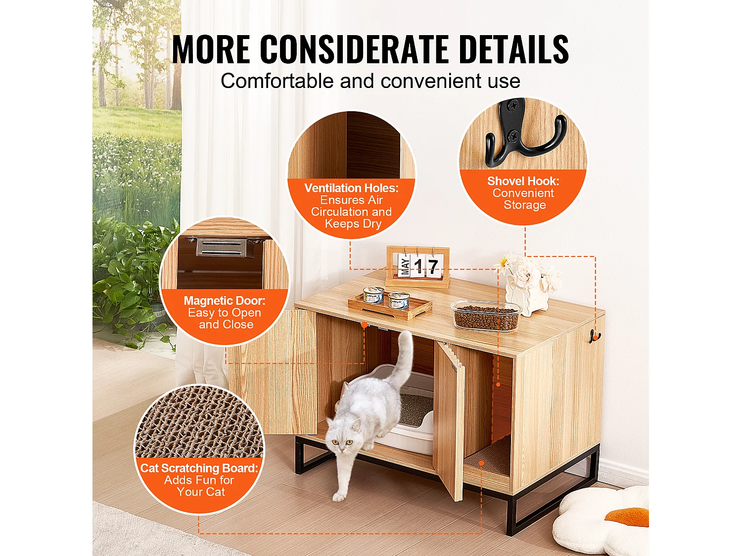 Kattenbak, SucceBuy Kattenbakbehuizing, Verborgen Kattenbakkast 80 cm L x 50.8 cm B x 55.88 cm H