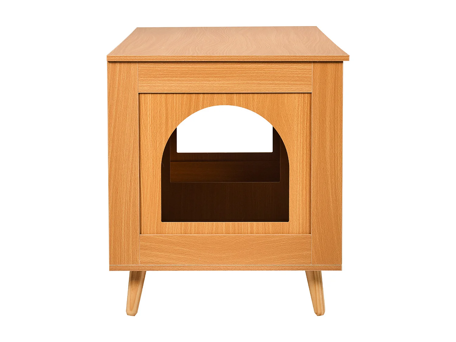 Bac à Litière pour Chat SucceBuy, Meubles Cachés en Bois pour 2 Chats, Intérieur spacieux avec deux fenêtres