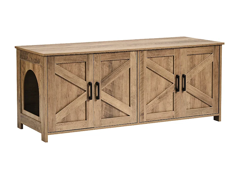 Kattenbak SucceBuy voor Katten, 2-Delige Verborgen Houten Kast, Kurk, Geschikt voor de Meeste Kattenbakken