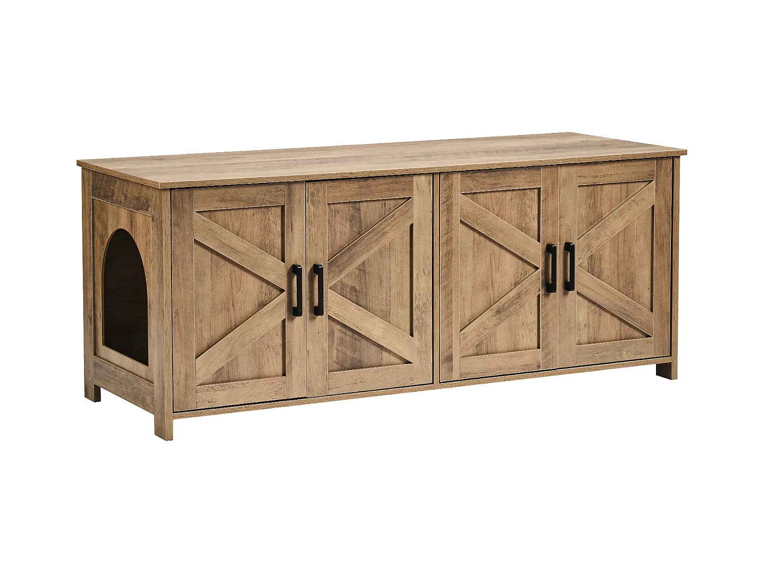 Bac à Litière SucceBuy pour Chat, Meuble Caché en Bois 2 Pièces, , Adapte à la Plupart des Bacs à Litière, Grège