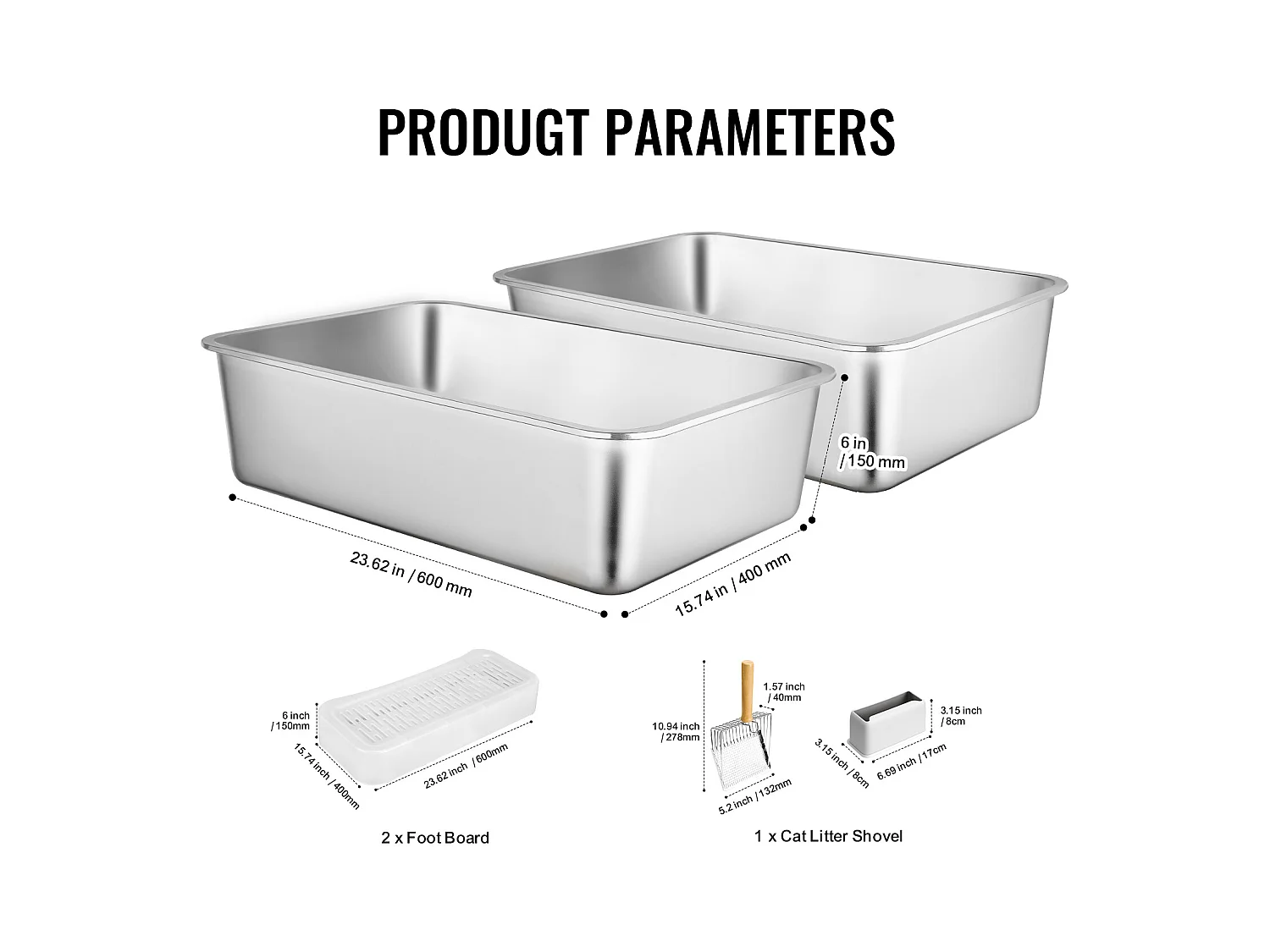 Toilette pour Chat, SucceBuy Bac à Litière pour Chat XL sans Odeur avec Pied Filtrant 15 cm de Profondeur